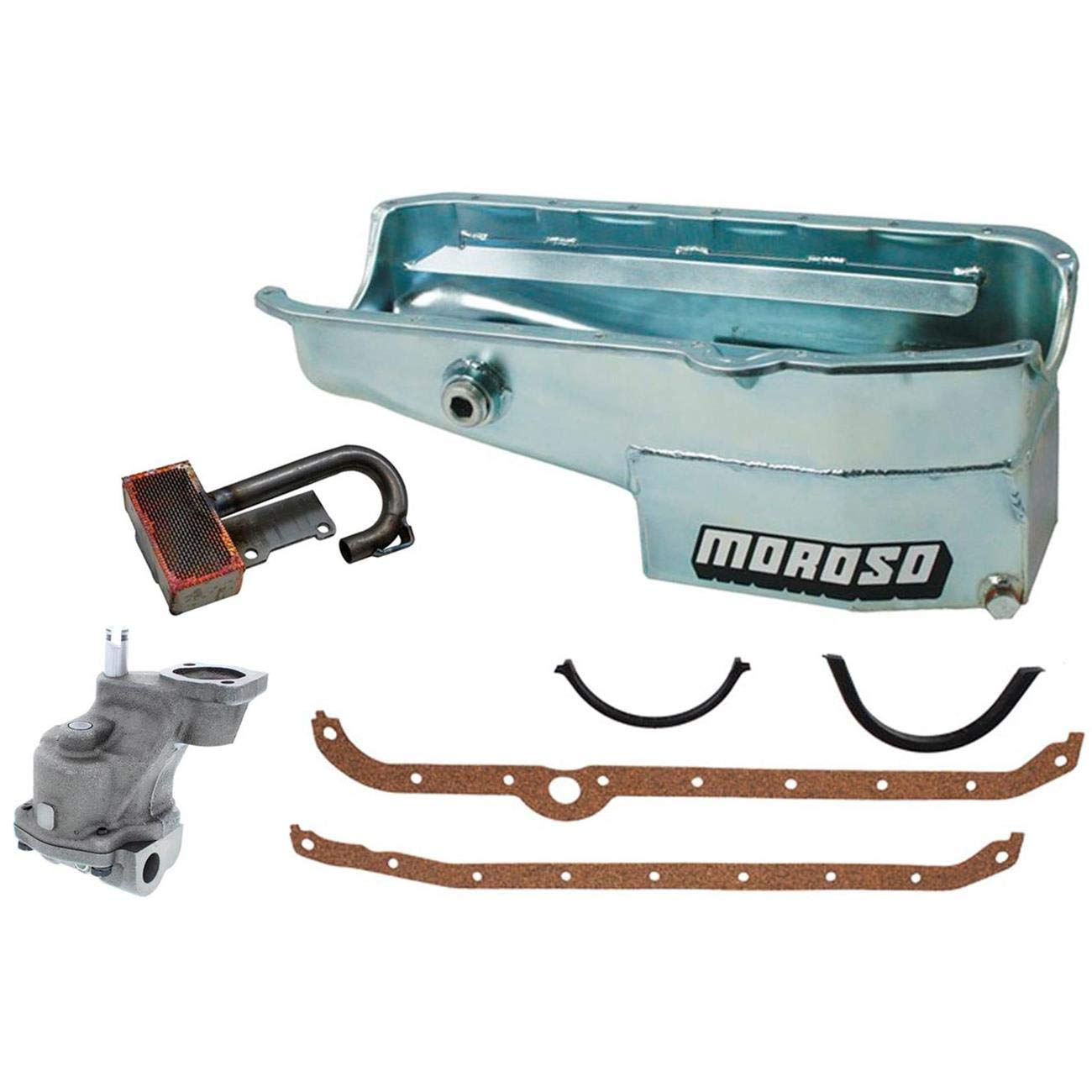 Moroso High Volume Oil Pan with Plug & Pickup Kit - Compatible with 1980-1985 Chevy Small Block (SBC) Engines - Ideal for Performance Upgrades, Engine Rebuilds & Racing Applications