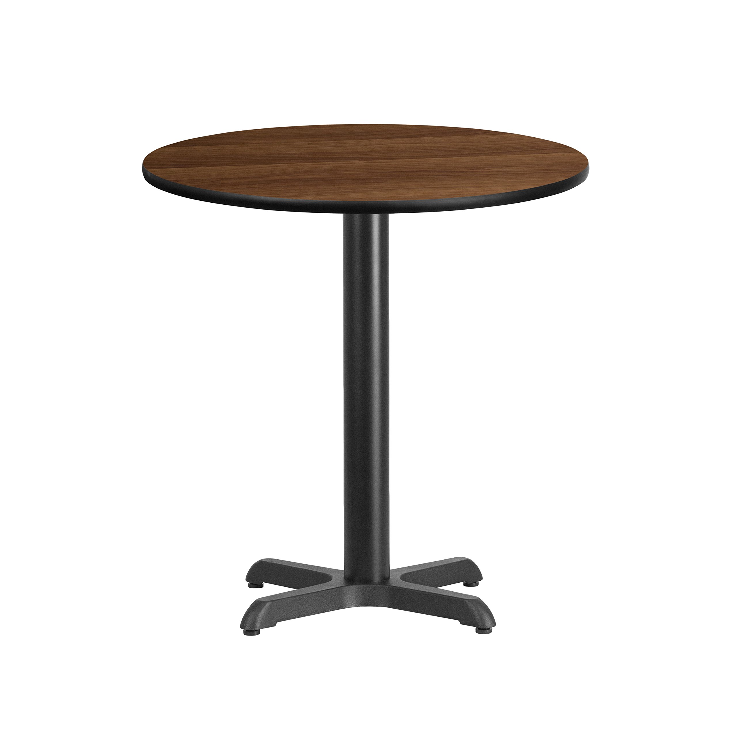 Flash Furniture 24-Inch Round Walnut Laminate Dining Table Top with 22x22-Inch Sturdy Base - Perfect for Small Spaces, Kitchens, and Breakfast Nooks
