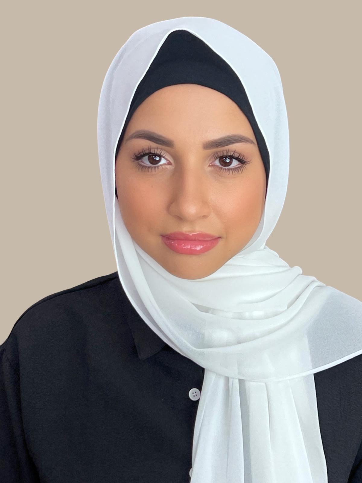 Elegant Classic Chiffon Hijab Scarf - Off White | Lightweight Muslim Headscarf for Women | Perfect for Daily Wear, Prayer & Special Occasions