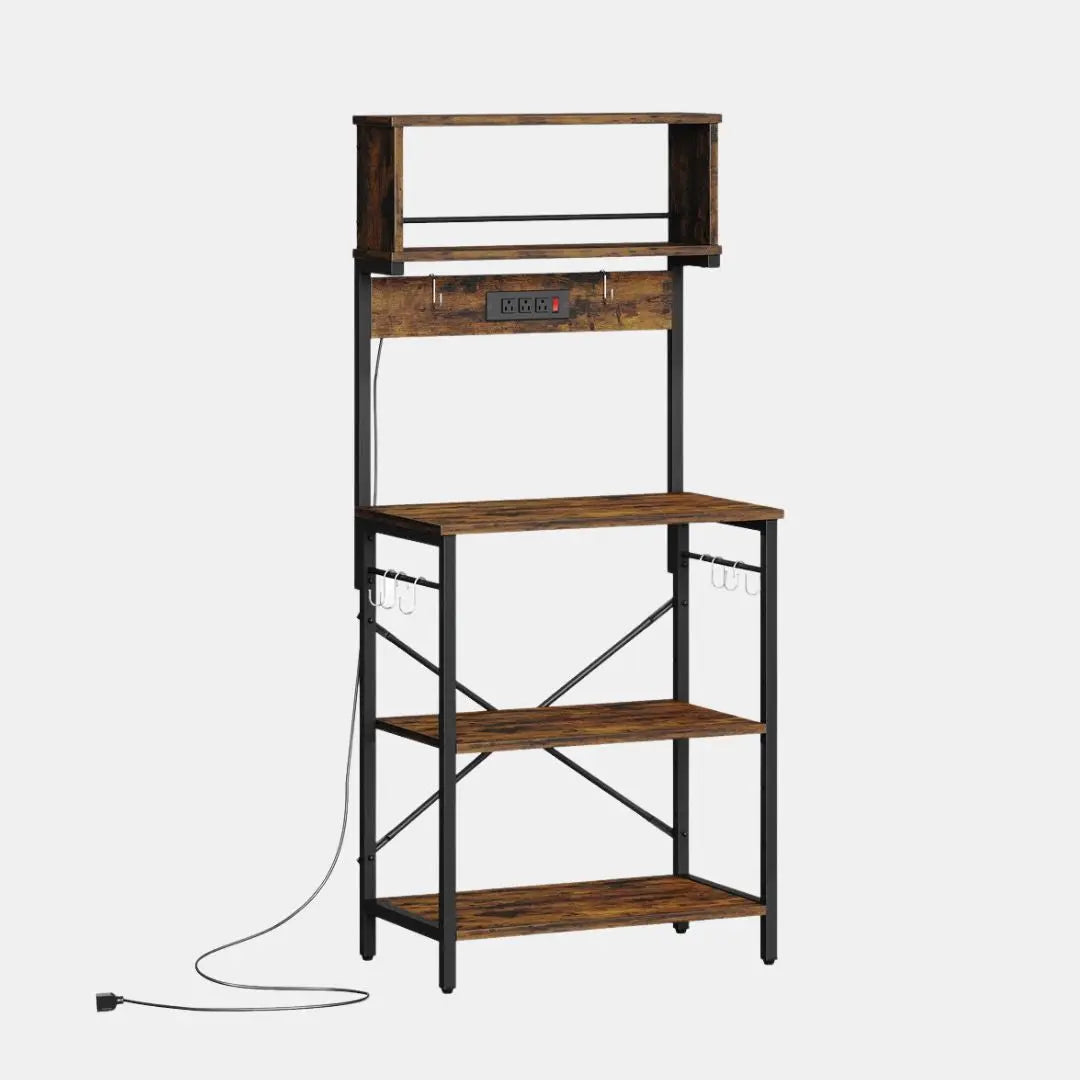 Bestier 60 Inch Bakers Rack with Power Outlet - 5-Tier Coffee Bar Table with Storage Shelf - Perfect for Kitchen, Dining Room, or Home Office Organization & Decor