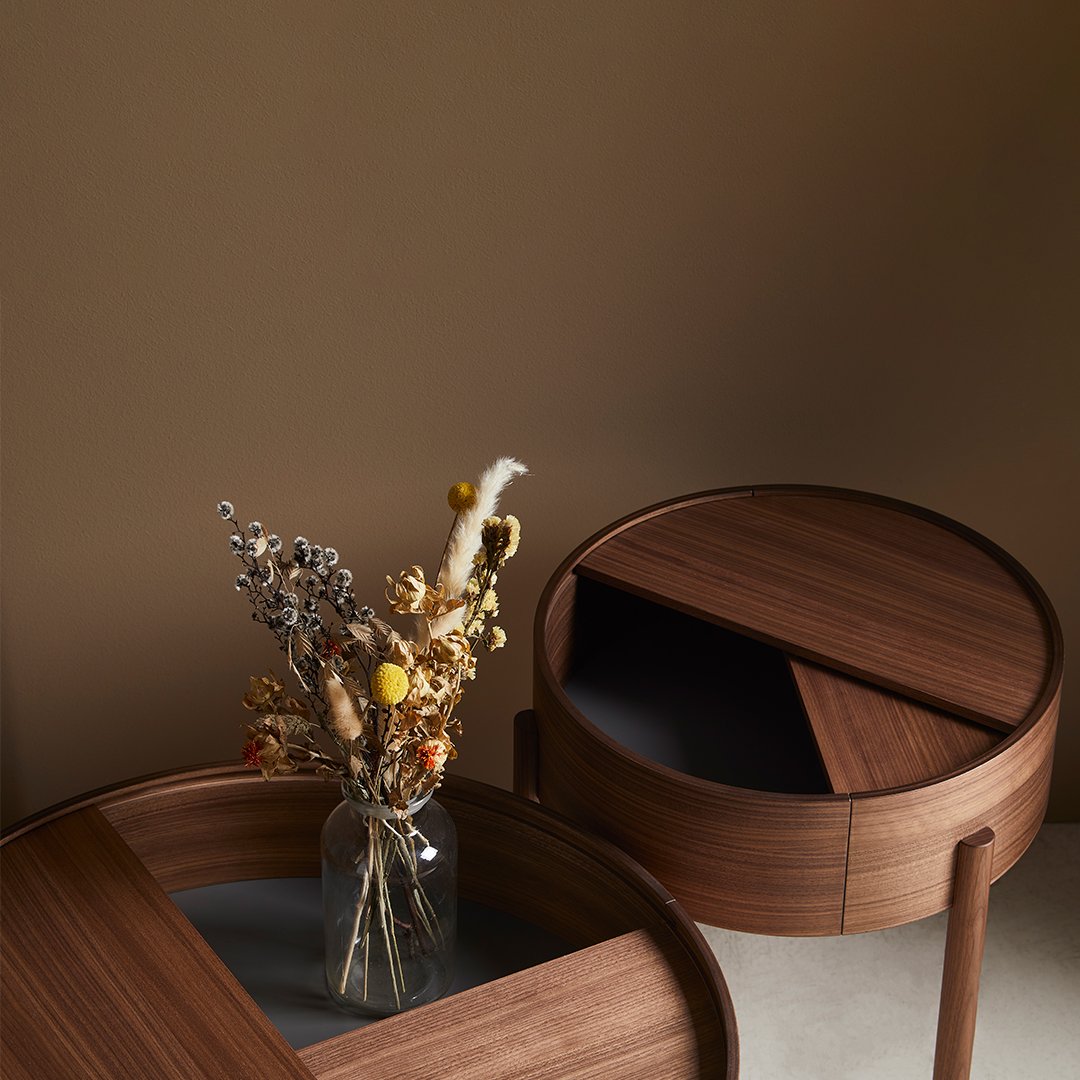Julie Begtrup & Ditte Vad Arc Side Table by Woud - Modern Scandinavian End Table for Living Room, Bedroom & Office - Minimalist Design with Wooden Base & Metal Frame