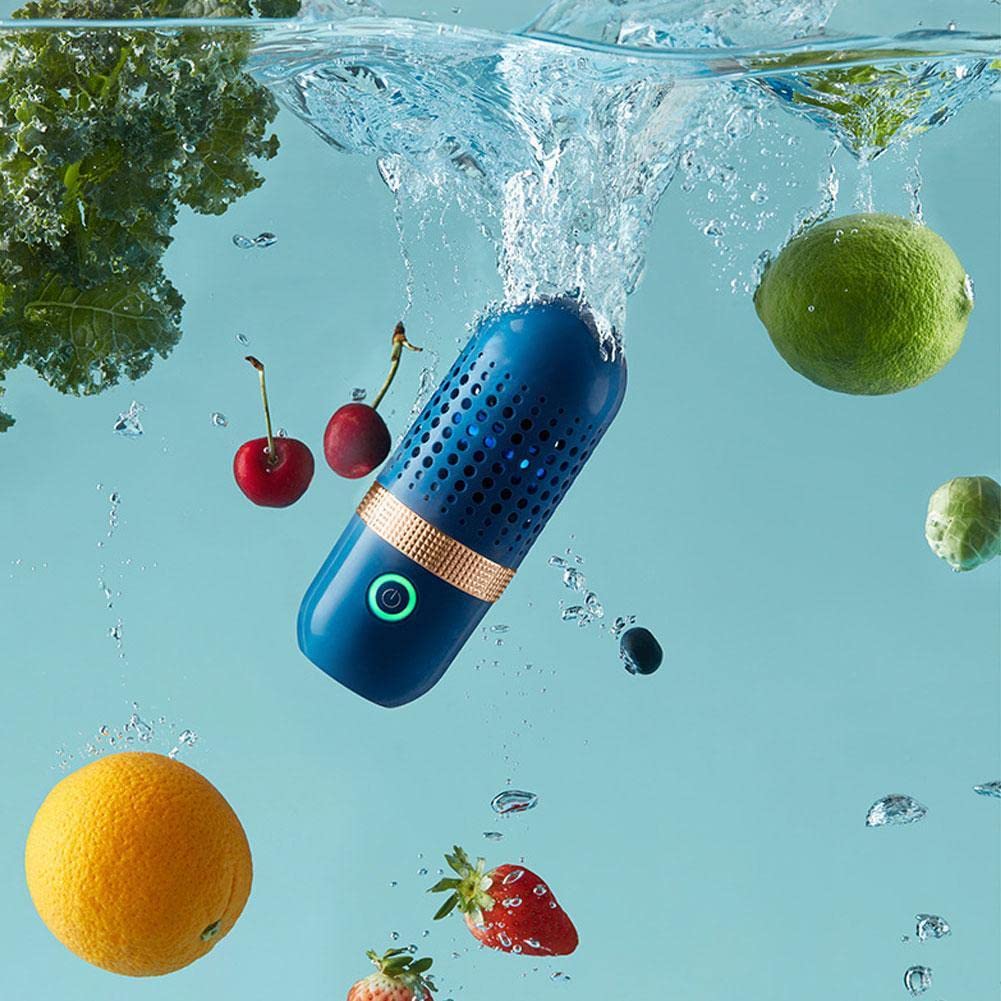 Sunny 4400mAh Rechargeable Waterproof Fruit & Vegetable Cleaner - USB Portable Automatic Veggie Washer for Kitchen, Blue | Perfect for Organic Produce, Travel & Camping