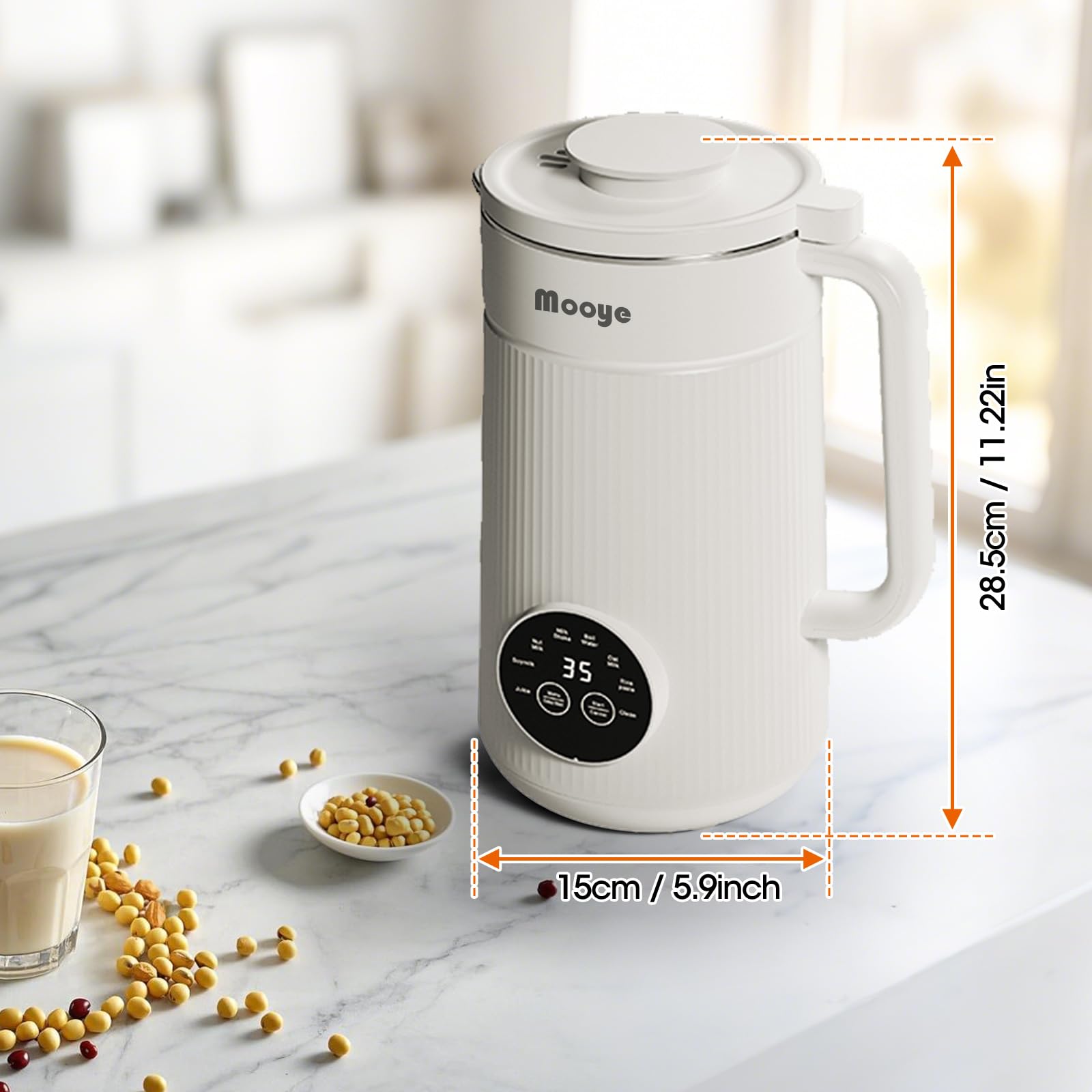 35oz Automatic Nut Milk Maker with Nut Milk Bag - Homemade Almond, Oat, Soy Milk Machine - 10 Blades, Auto-Operation, 12-Hour Timer, Easy Cleaning - Dairy-Free Beverage Maker with Recipe Book & Keep Warm Function - Perfect for Vegan, Keto, Paleo Diets & Healthy Breakfasts
