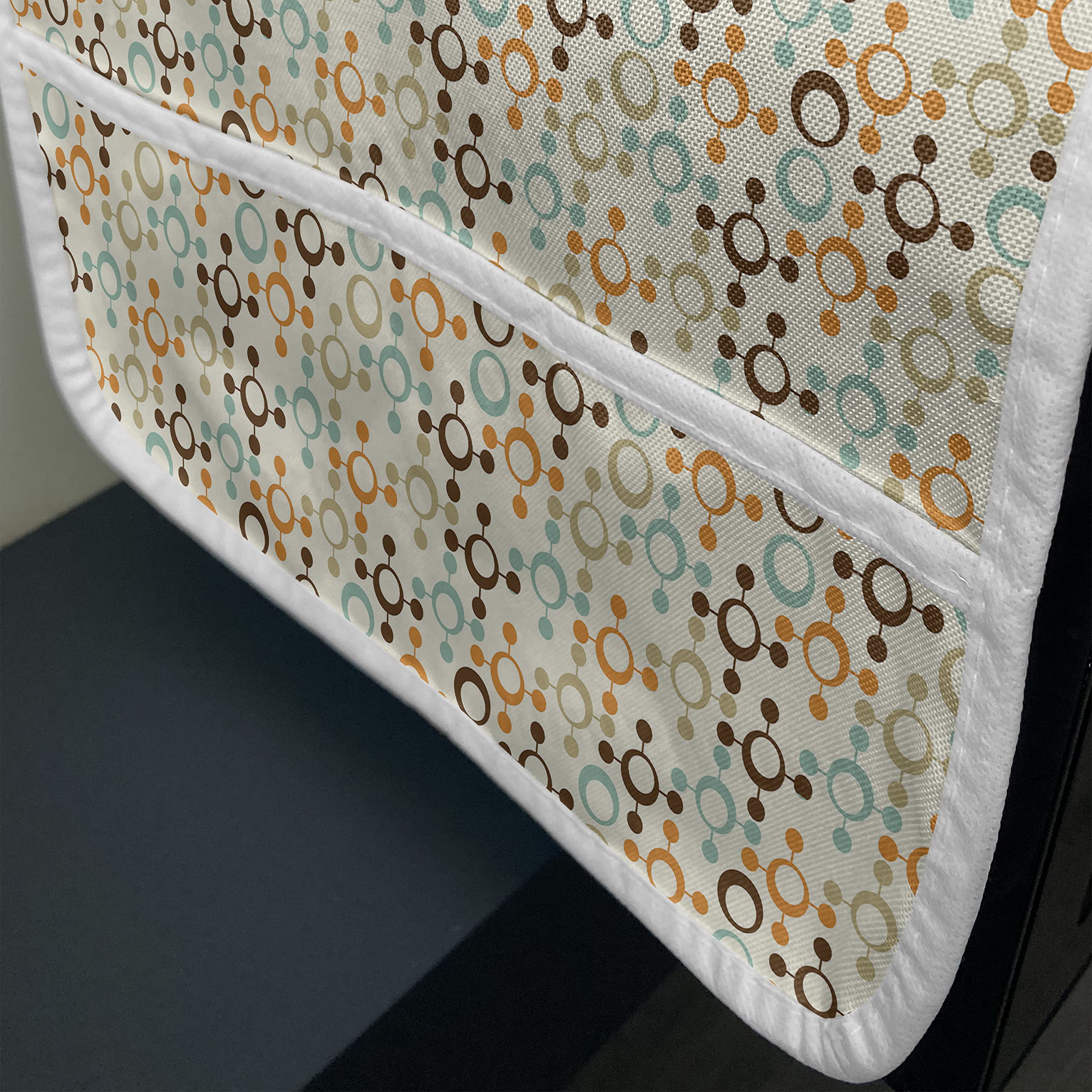 Ambesonne Abstract Microwave Oven Cover - Water Resistant Kitchen Organizer with Pockets, Science Lab Theme with Funky Molecule Circles and Dots Design, 36