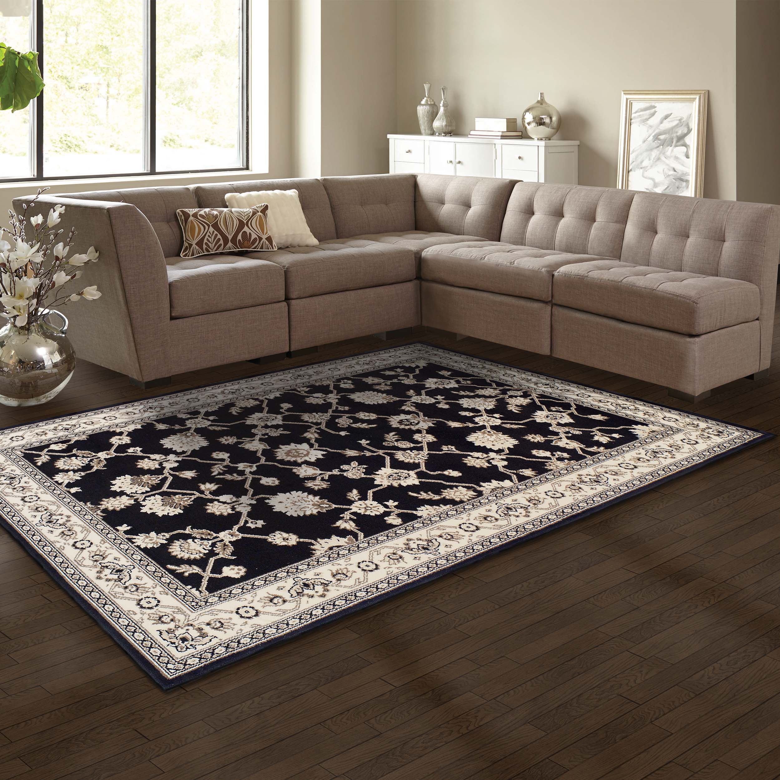 Kingfield Traditional Floral Indoor Area Rug - Non-Slip Soft Living Room Bedroom Runner Carpet - Perfect for Home Decor, Hallway, and Entryway
