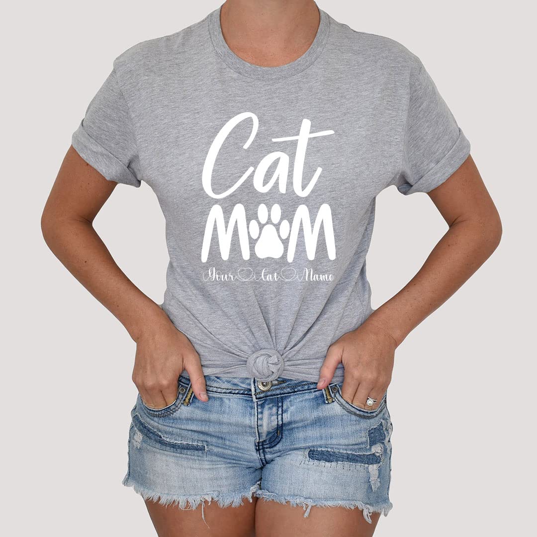 Custom Personalized Cat Mom T-Shirts with Names - Perfect Gift for Cat Lovers & Mother's Day