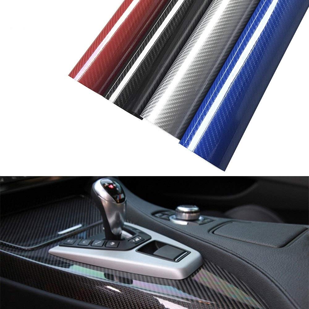 5D Carbon Fiber Vinyl Wrap - 30x100cm Car Sticker for DIY Auto Decoration (Red) - Interior & Exterior Upgrade