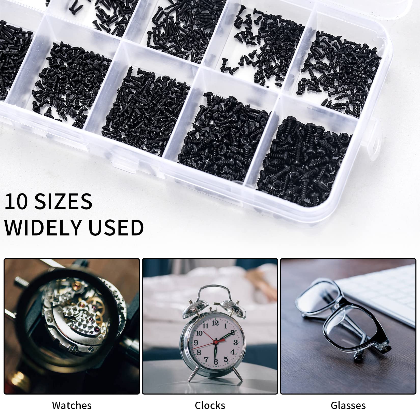 1000 Pcs Small Pan Head Screws Assortment Kit - Micro Self-Tapping Machine Screws for Glasses, Watches, Phones & Electronics Repair | Perfect for DIY, Jewelry Making & Precision Device Maintenance