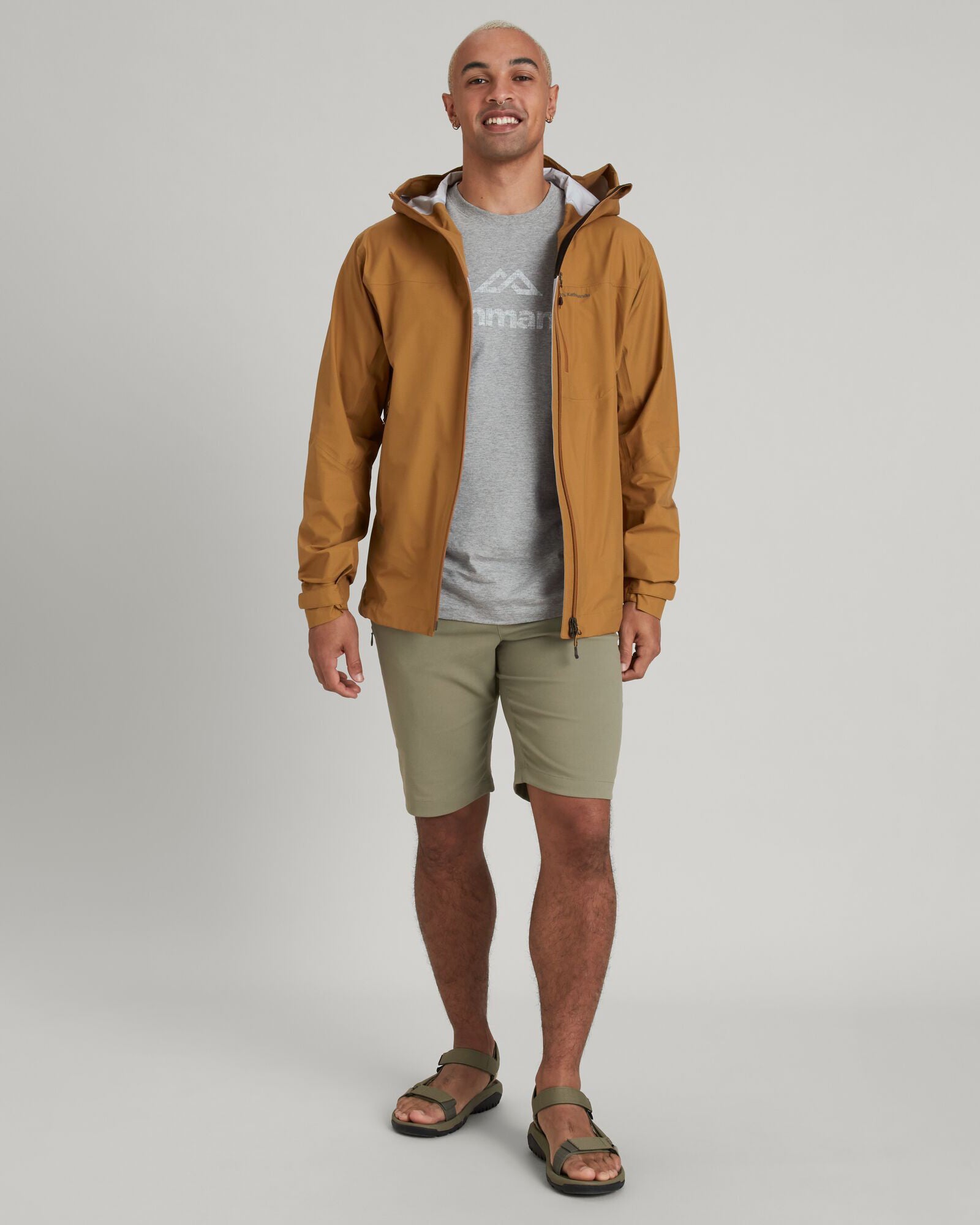Men's STORM Chaser 3-Layer Waterproof Rain Jacket - Windproof & Breathable Outdoor Shell (Golden Oak) | Perfect for Hiking, Camping & Everyday Wear