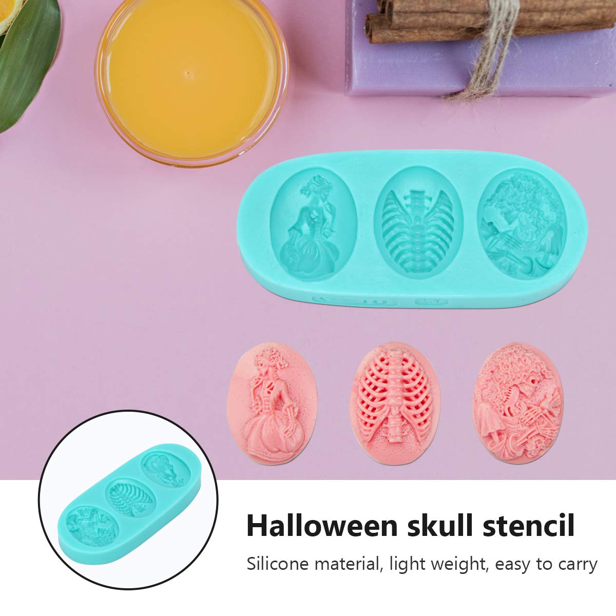 Halloween Skull Stencil Silicone Mold - 1PC Cake Fondant Chocolate Baking Decorating Tool for Halloween Party, DIY Desserts & Spooky Treats