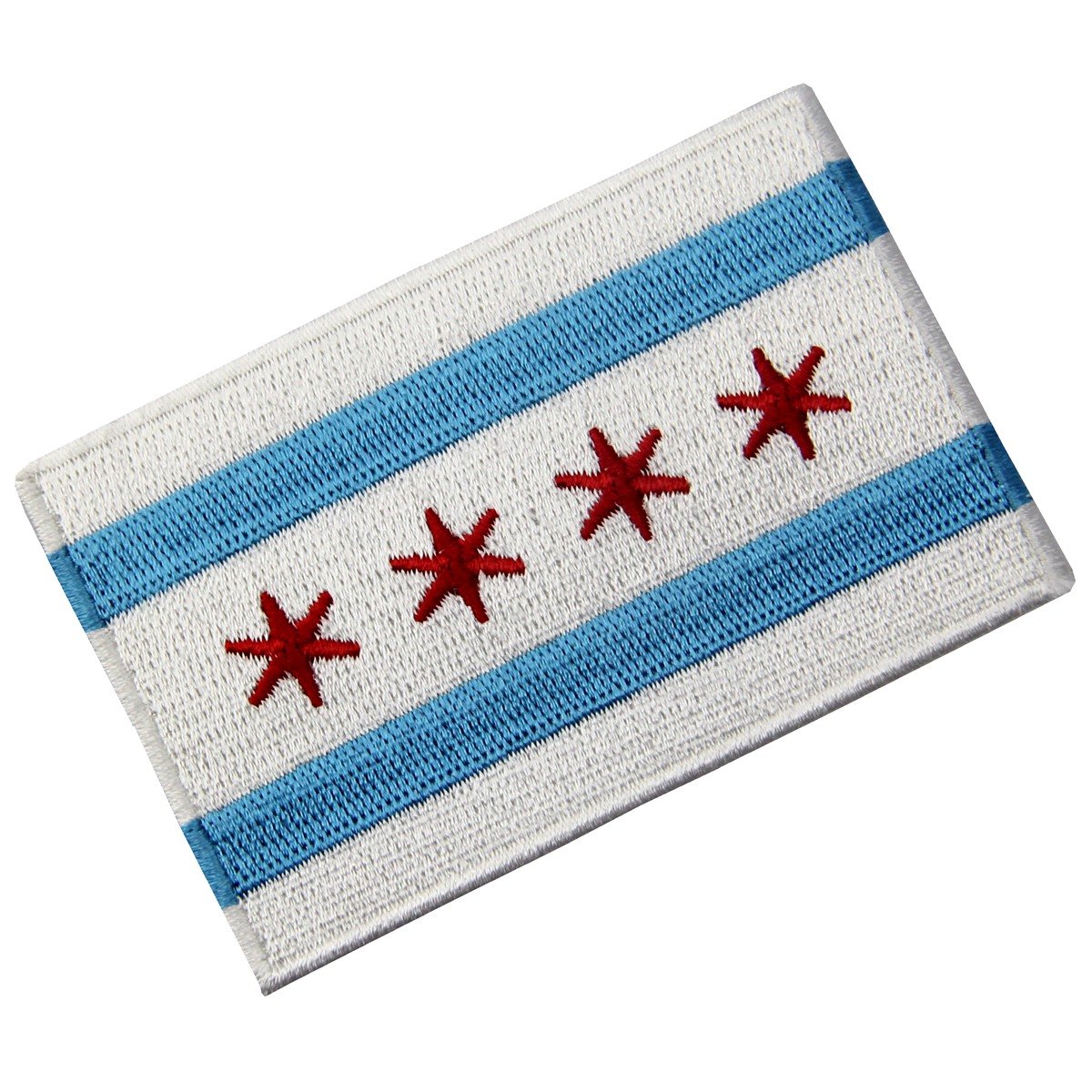 Chicago City Flag Embroidered Iron On Patch - Illinois State Sew On Applique for Jackets, Bags & DIY Crafts