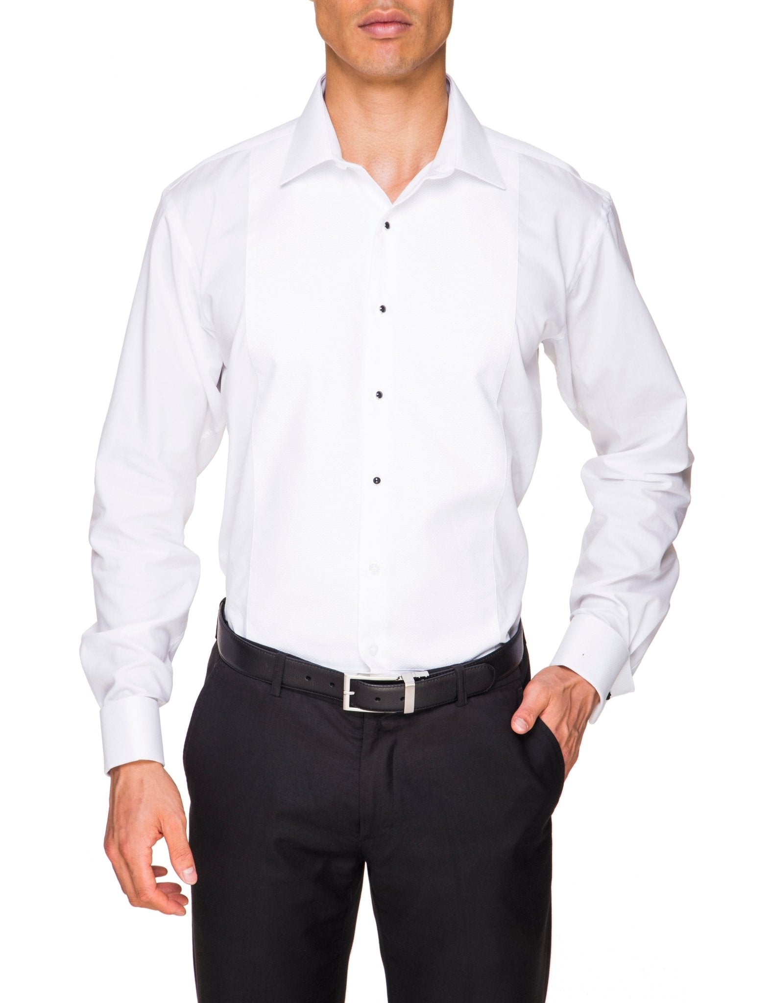 Marcella Stud Front Peak Collar Dinner Shirt for Women - Elegant White Blouse for Formal Events, Parties & Evening Wear | ABELARD Fashion