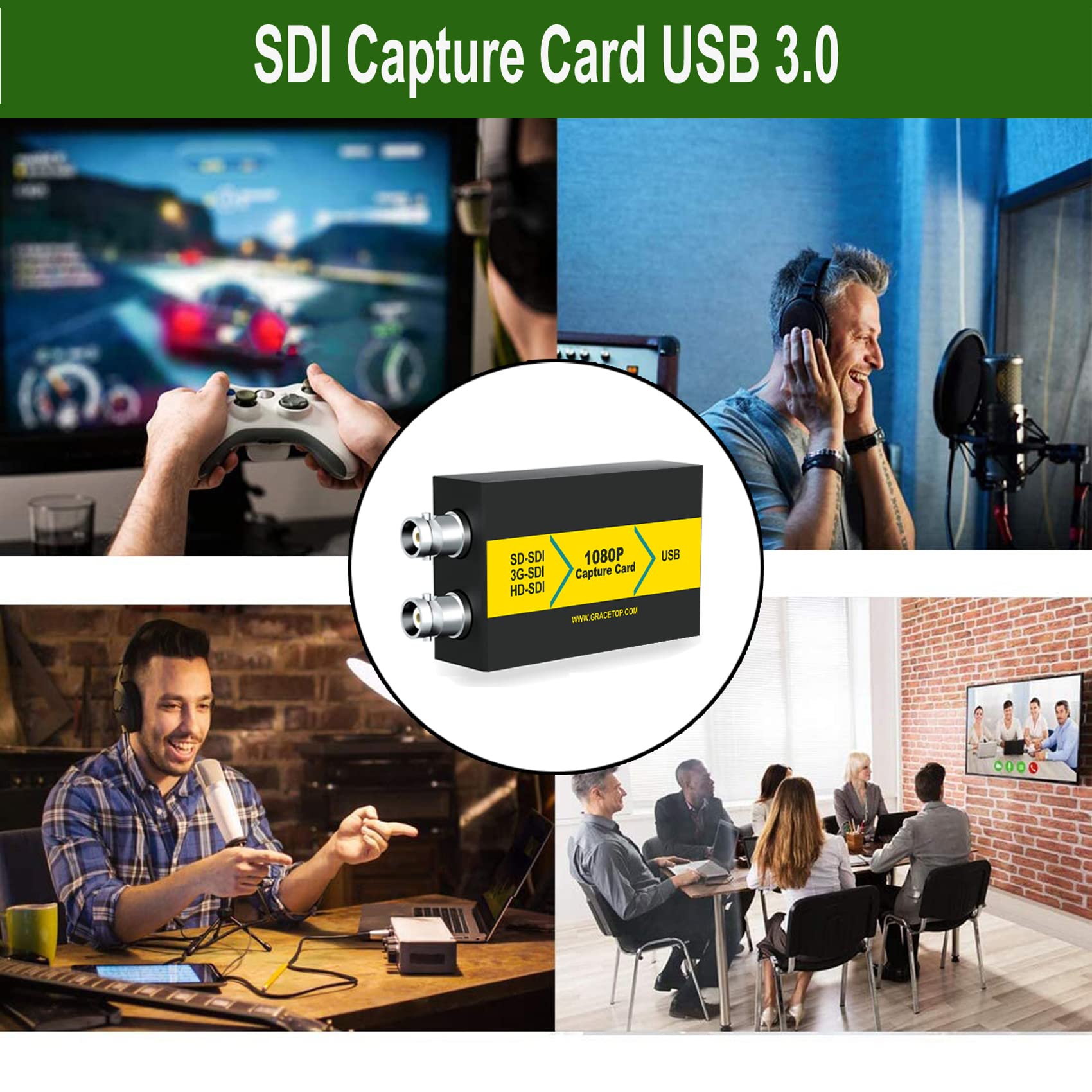 SDI Capture Card 1080P with Loopout for Live Streaming & Gaming