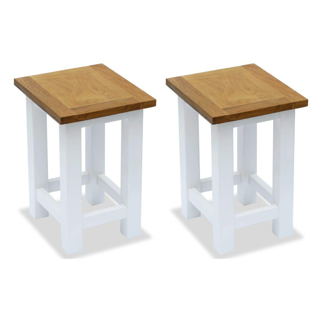 2-Piece Solid Oak Wood End Tables - 10.6