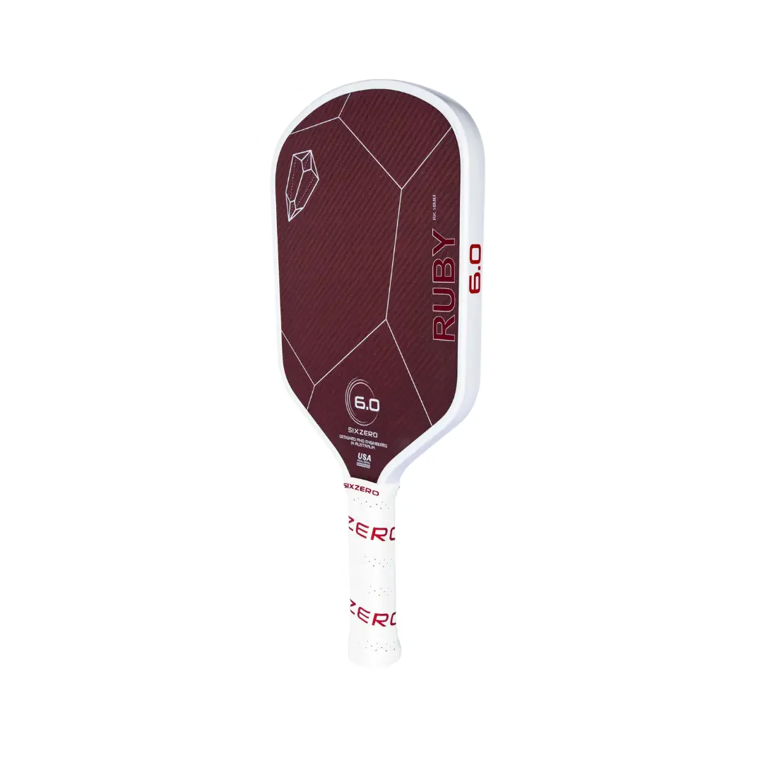 Six Zero Ruby 14MM Premium Carbon Fiber Pickleball Paddle - Lightweight & Durable for Competitive Play, Outdoor & Indoor Court Games, Perfect for Beginners & Advanced Players
