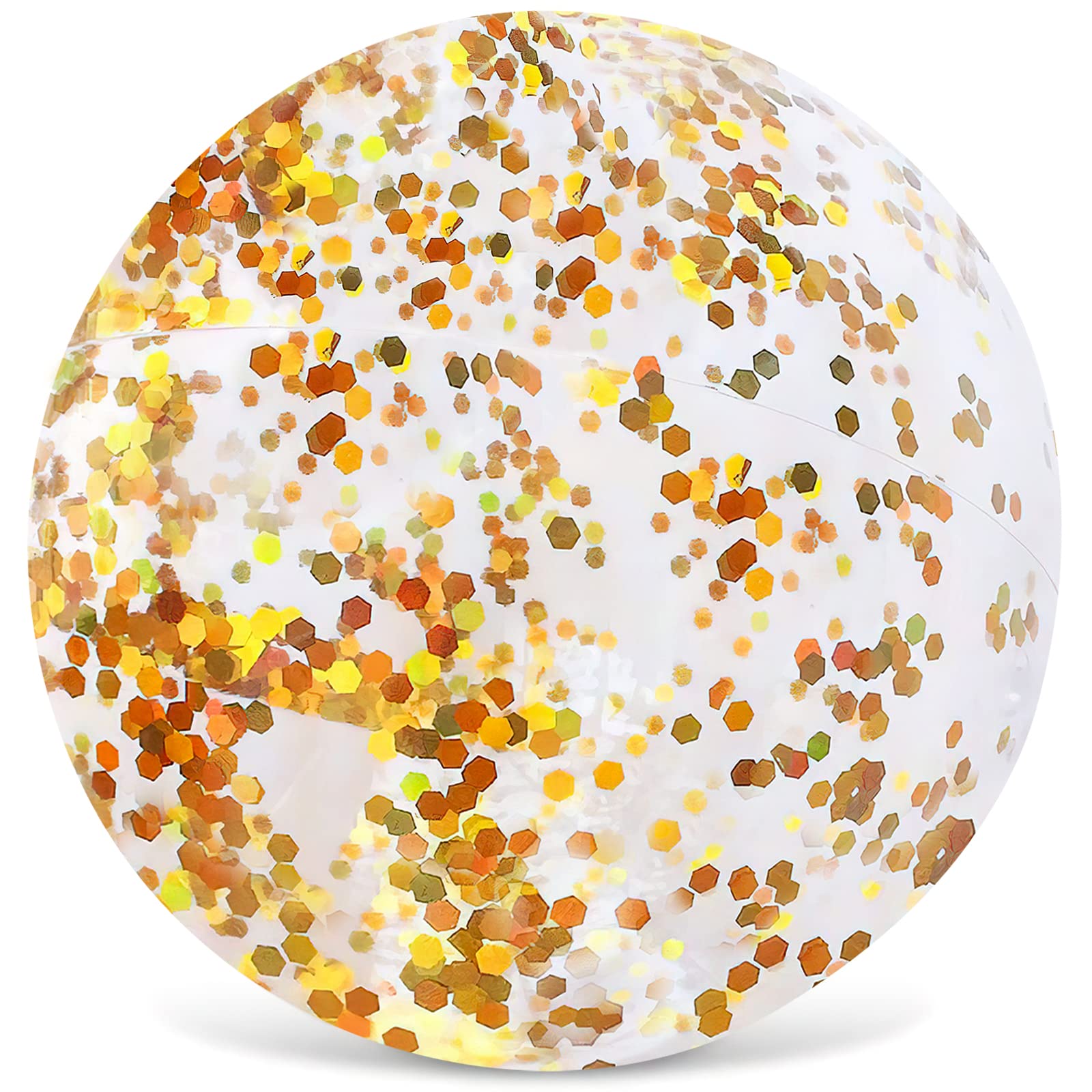 16Inch AMOR PRESENT Inflatable Glitter Beach Ball for Swimming Pool Party, Summer Beach Party Favor, Kids Outdoor Water Play, and Backyard Pool Decor