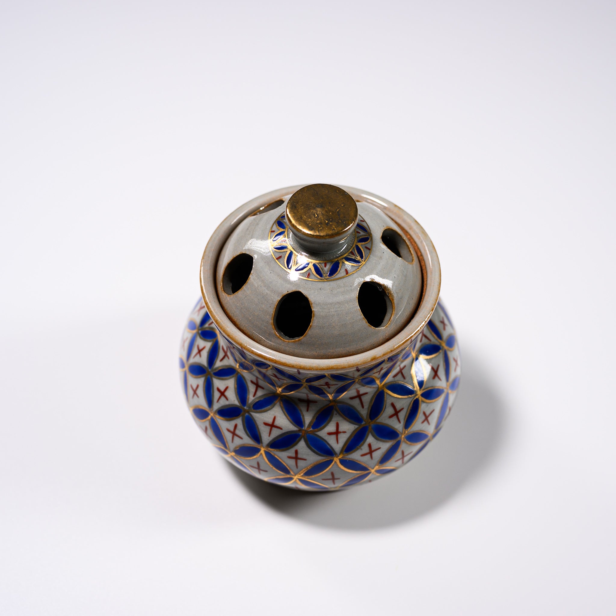 Kyo Kiyomizu Ware Incense Burner - Shippou By Minoru Ando | Traditional Japanese Ceramic Incense Holder for Meditation, Yoga & Home Decor
