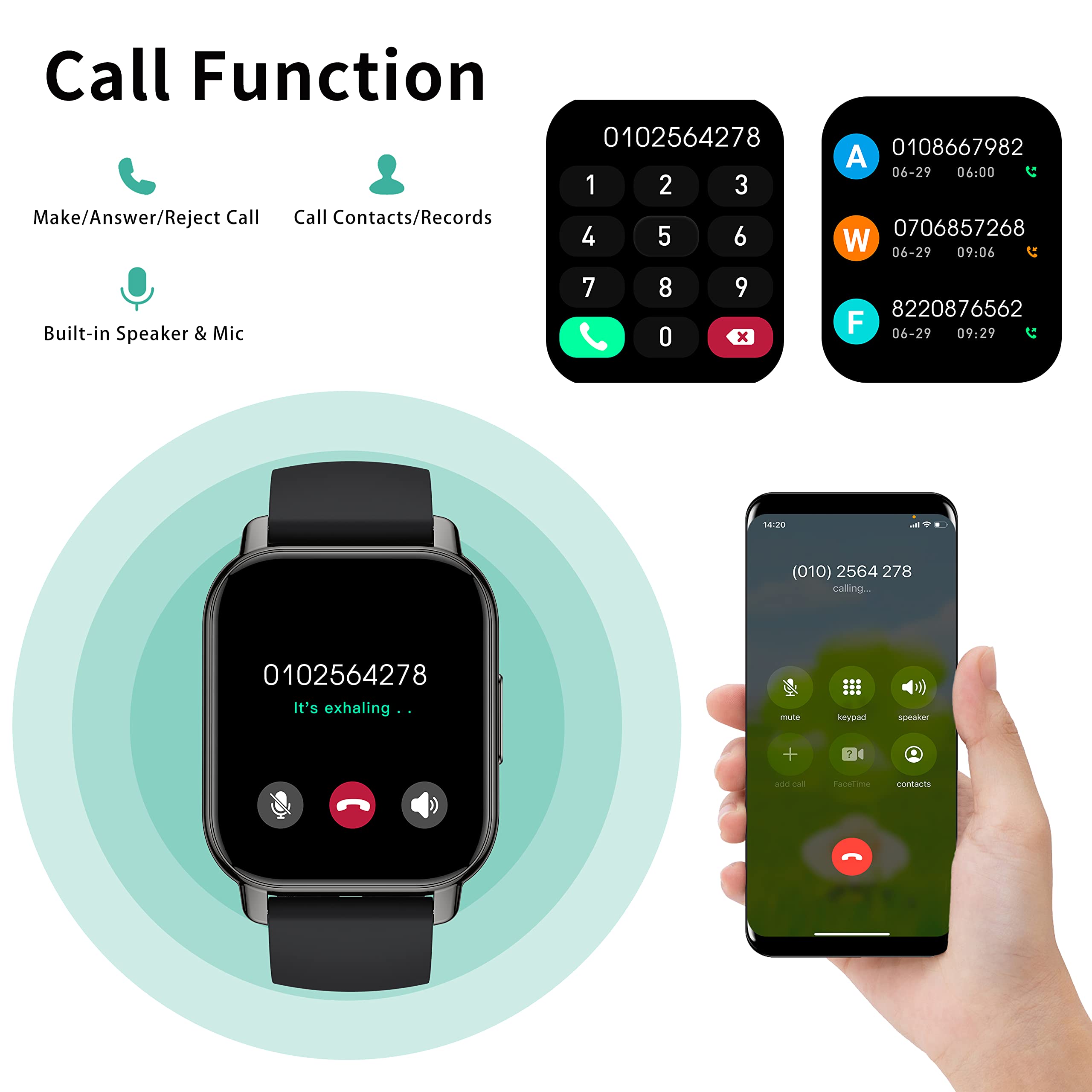 Popglory 1.85 Inch Smart Watch with Call Function, AI Voice Control & Heart Rate Monitor - Fitness Tracker with 2 Straps for Men & Women, Compatible with iOS & Android - Perfect for Workouts, Running & Daily Use