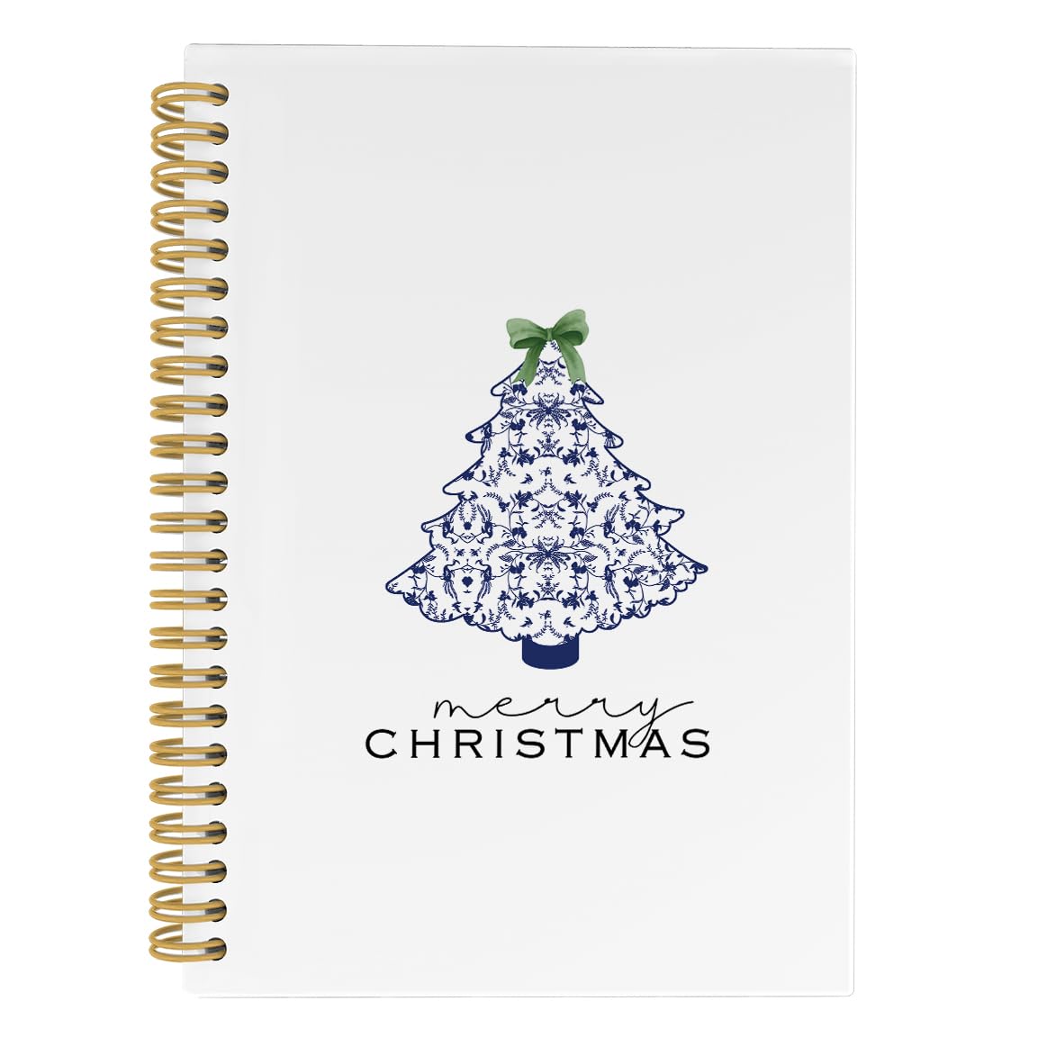 Chinoiserie Christmas Notebook - Blue and White Porcelain Journal with Coquette Bow | 5.5