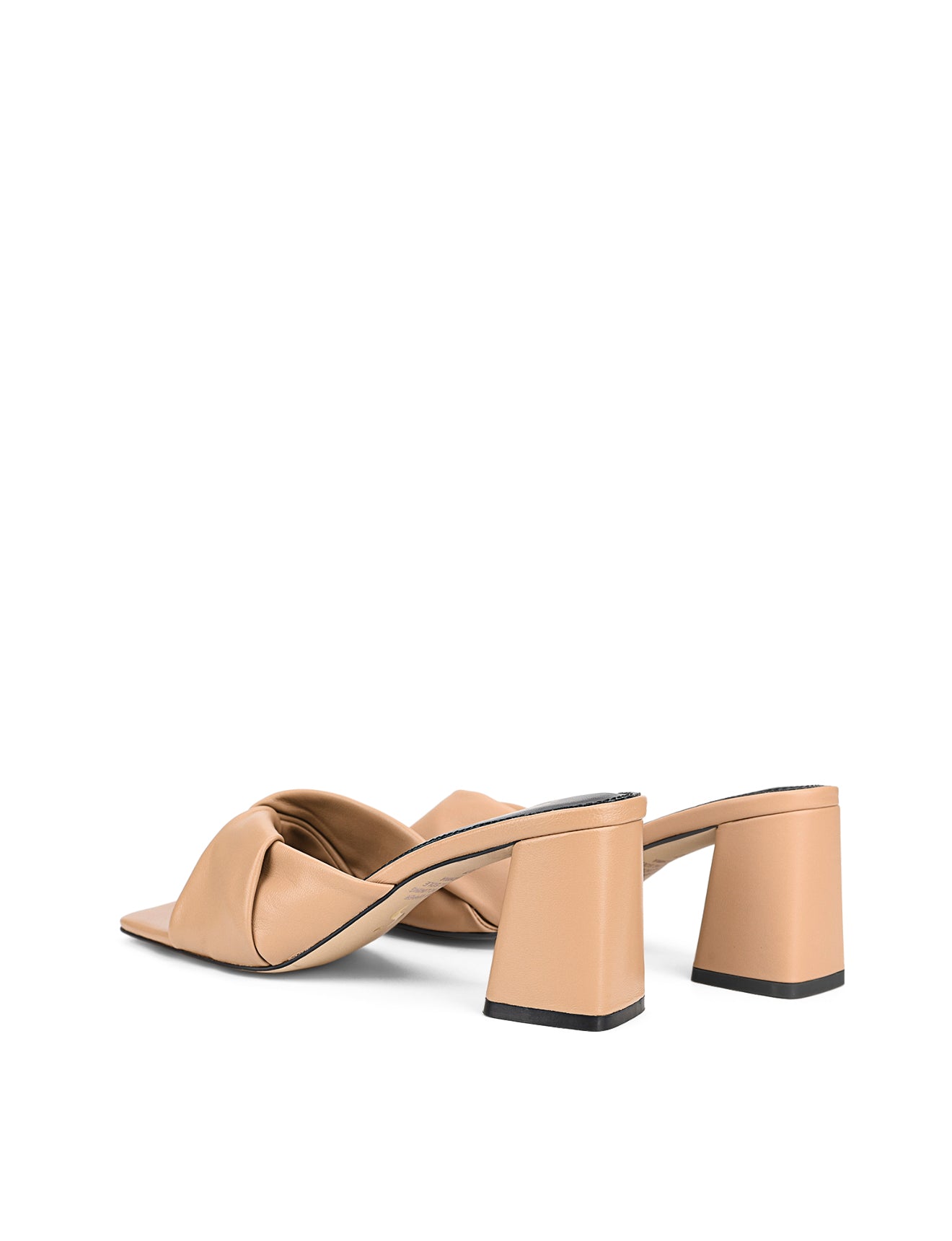 Stylish Almond Tan Leather Story Block Heel Mules - Comfortable & Trendy Women's Shoes for Work, Office, and Casual Outings