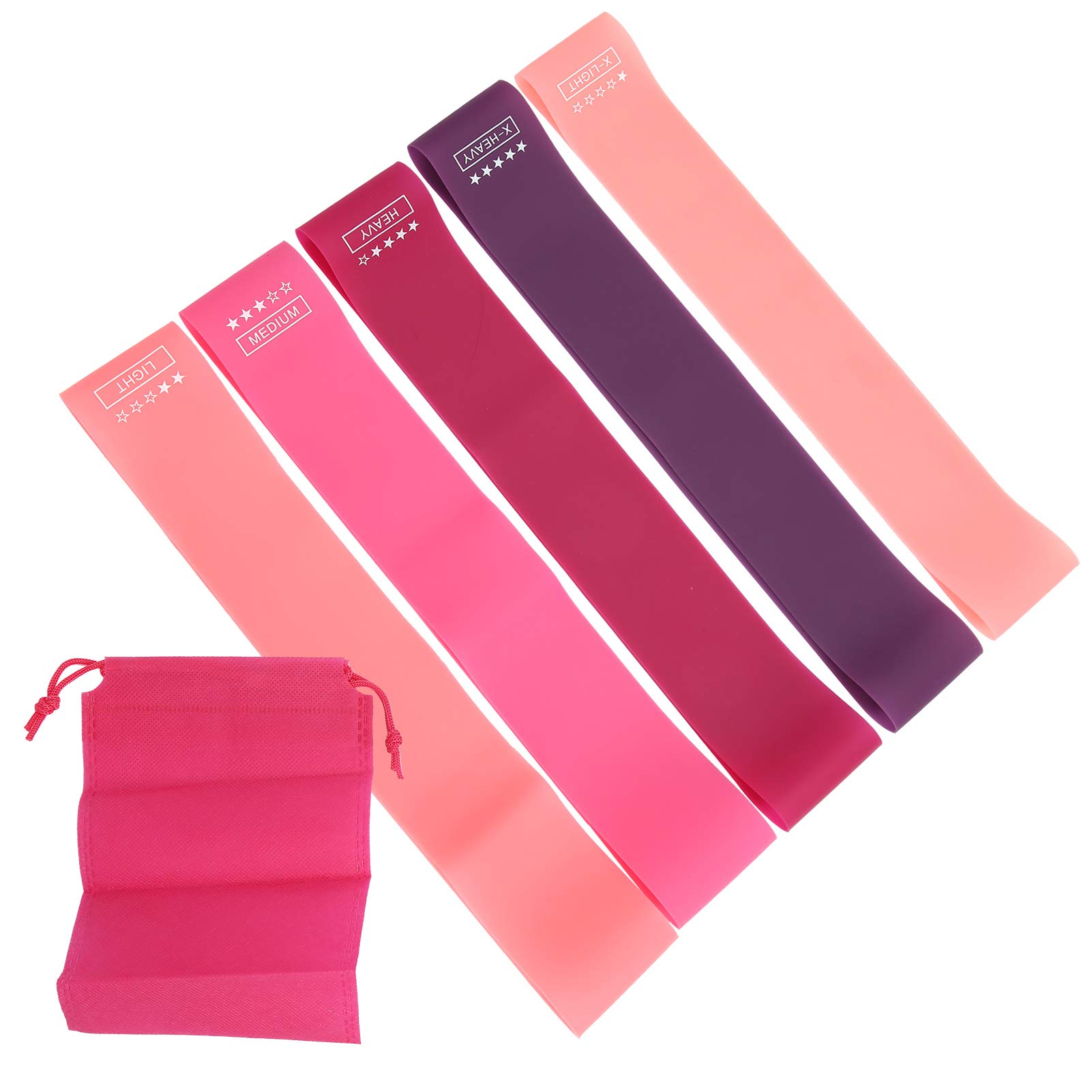 Premium 5-Piece Wear-Resistant Latex Fitness Bands Set - Skin-Friendly, Odorless Exercise Resistance Bands for Home Workouts, Yoga, Pilates & Physical Therapy - Ideal for Strength Training, Muscle Recovery & Stretching Routines