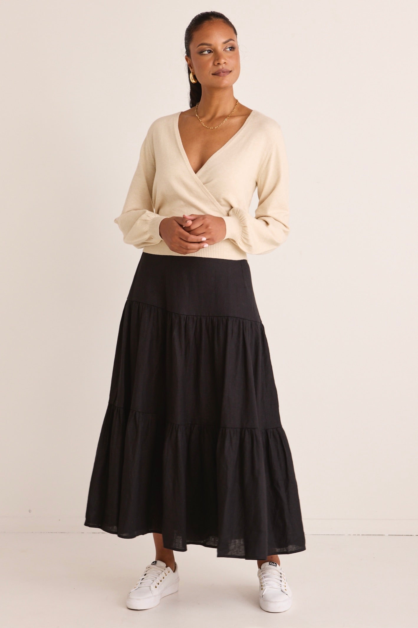 Cross My Heart Oat Ballerina Fine Knit Wrap Cardigan - Elegant Women's Lightweight Sweater for Office, Date Night & Casual Wear