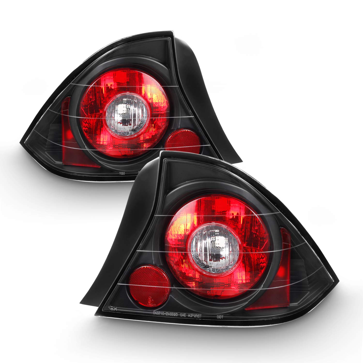 AKKON JDM Black Housing Tail Brake Lights Assembly for 2001-2003 Honda Civic 2DR Coupe (EM/EX/HX/LX/SI Models) - Upgrade Your Car's Rear Style & Safety