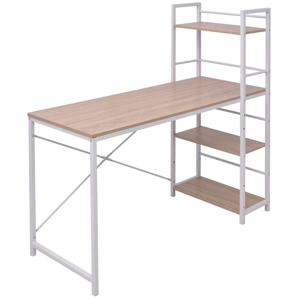 4-Tier Bookcase Computer Desk for Home Office Study & Workstation