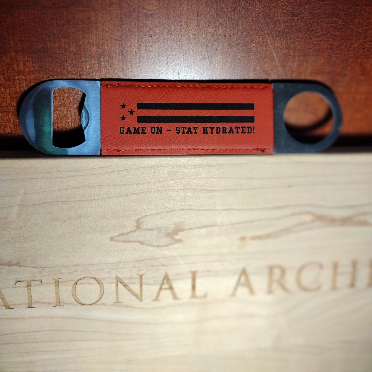 All American Sports-Themed Leatherette Barback Bottle Opener - Perfect for Game Day Parties, Man Caves & Sports Bars