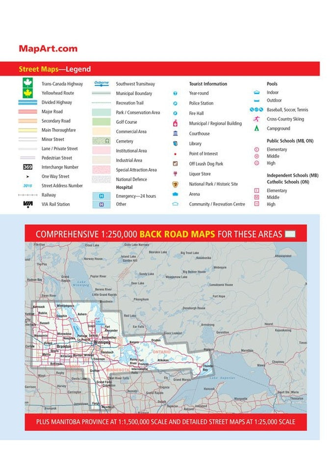MapArt Winnipeg & Manitoba Street Atlas 2023 Edition - Manitoba Back Road Atlas | Detailed Road Maps for Travel, Hiking & Road Trips in Canada