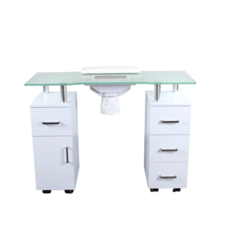 GLASGOW Nail Table with Built-in Fan for Salon & Home Use - Portable Manicure Pedicure Station with Ventilation System