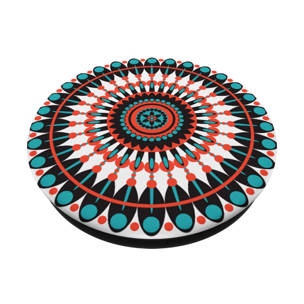 Mandala Pattern Red White Teal Phone Popper - Sensory Fidget Toy for Stress Relief & Focus - Perfect for Office, Classroom & Anxiety Relief