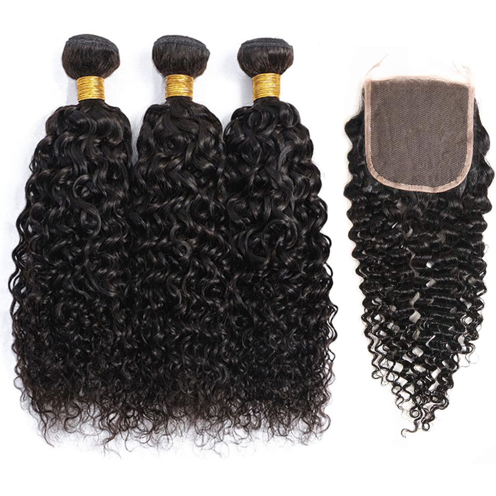 12A Brazilian Virgin Human Hair Bundles with Closure (20