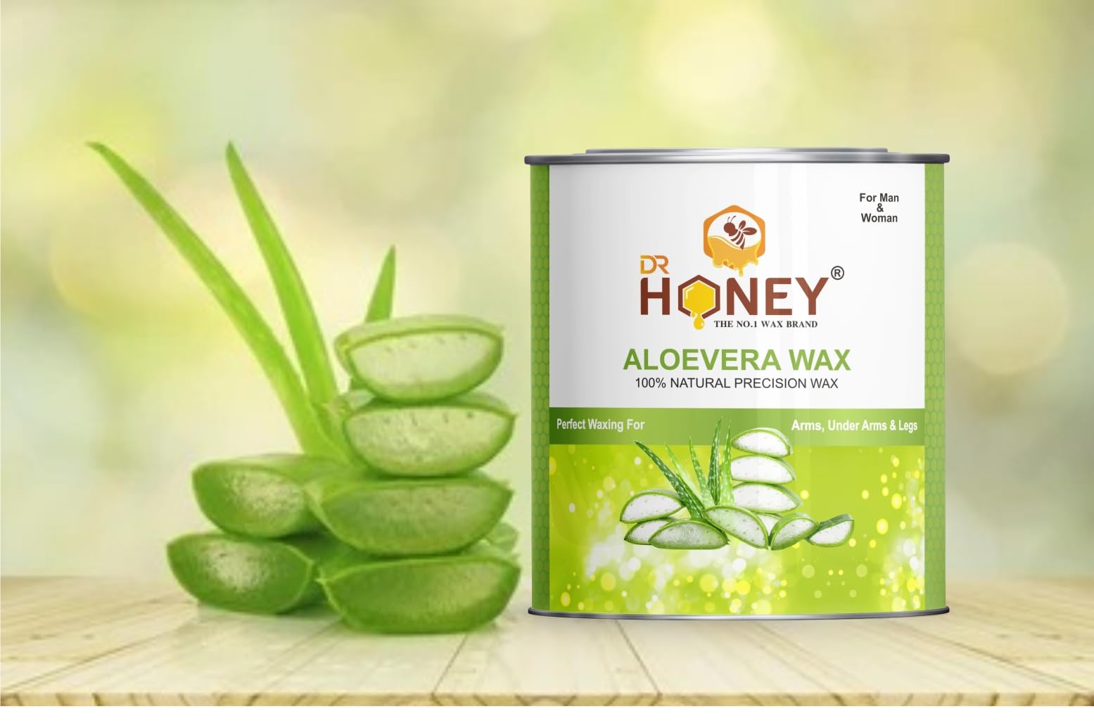 DR HONEY Aloe Vera Hair Removal Wax Kit - 21.1oz for Legs, Arms, Underarms & Bikini Area | Painless & Easy At-Home Hair Removal for Men & Women | Lasting Smooth Skin | Perfect for Summer, Beach & Swimsuit Season