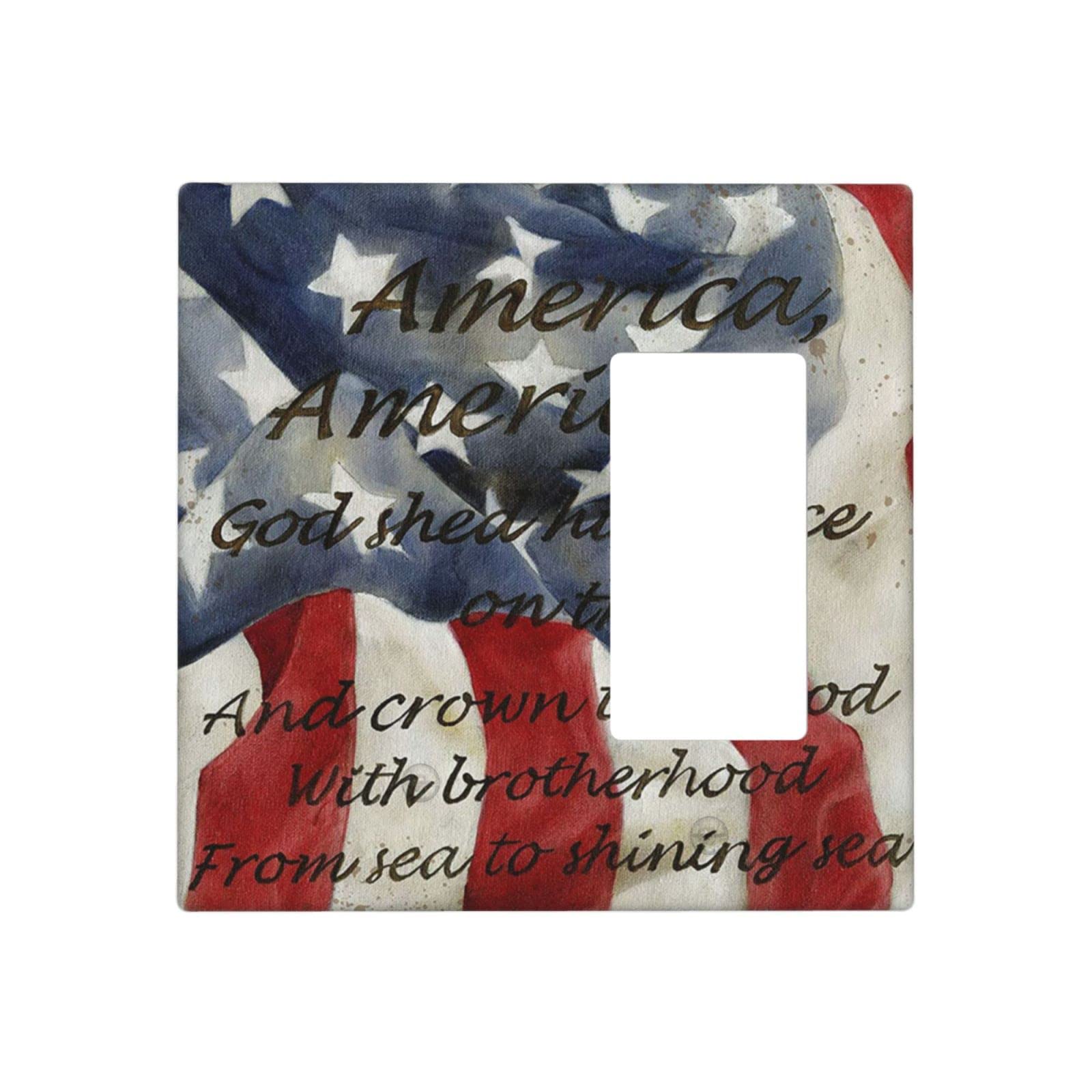American Flag Printed Light Switch Covers & Outlet Plates - Stylish Wall Decor for Home, Office, and Patriotic Themed Rooms
