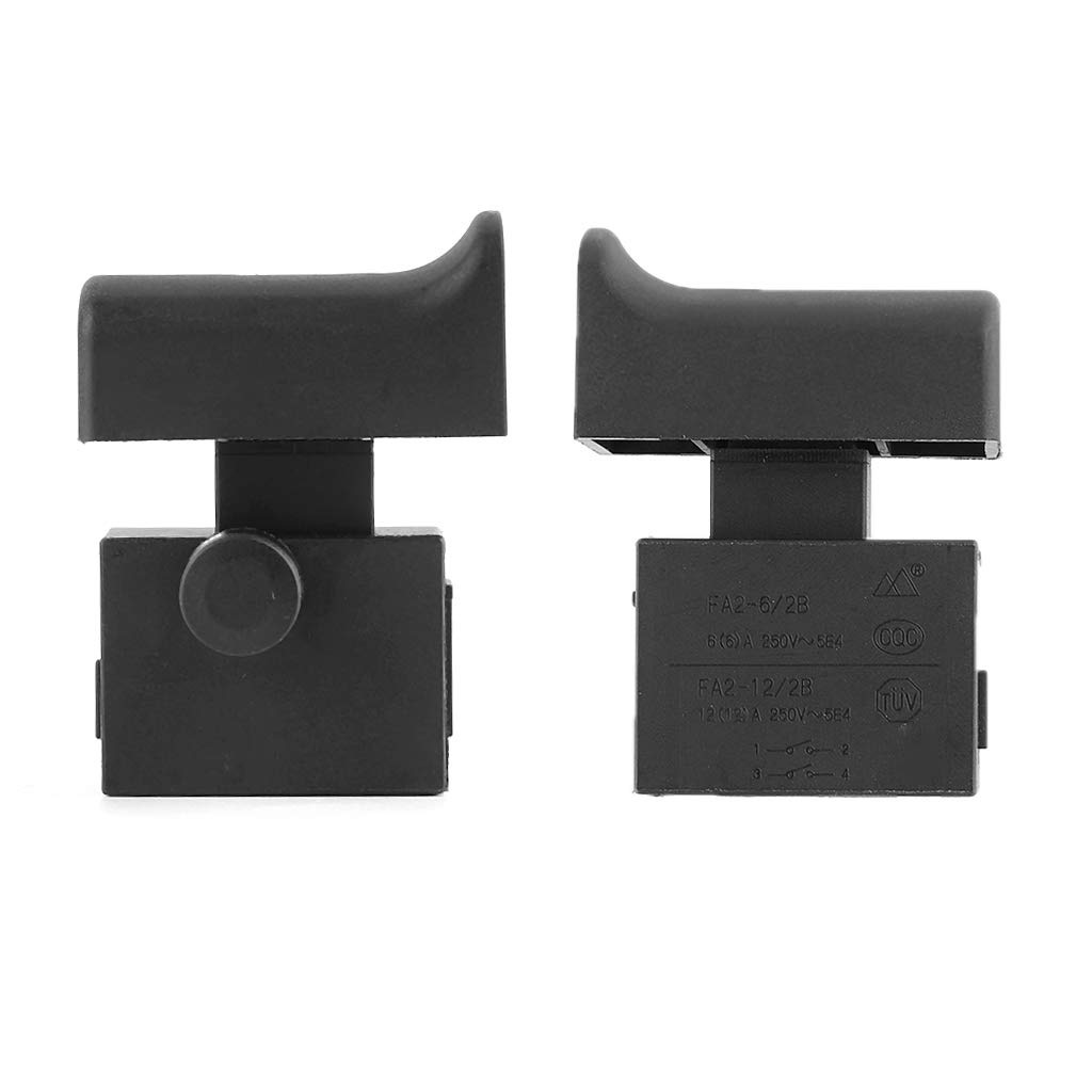 RUZYY FA2-6/2B 250V 5A Lock On Power Switch for Electric Drills & Angle Grinders - Heavy Duty Tool Replacement Part - Perfect for Woodworking, Metal Cutting & DIY Projects