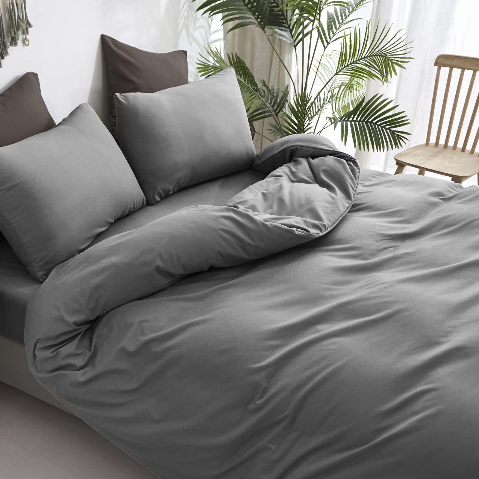 Luxlovery Grey Comforter Set Twin - Dark Grey Minimalist Bedding Set | Soft, Breathable & Durable 3-Piece Quilted Blanket | Perfect for Modern Bedrooms, Guest Rooms & Cozy Home Decor