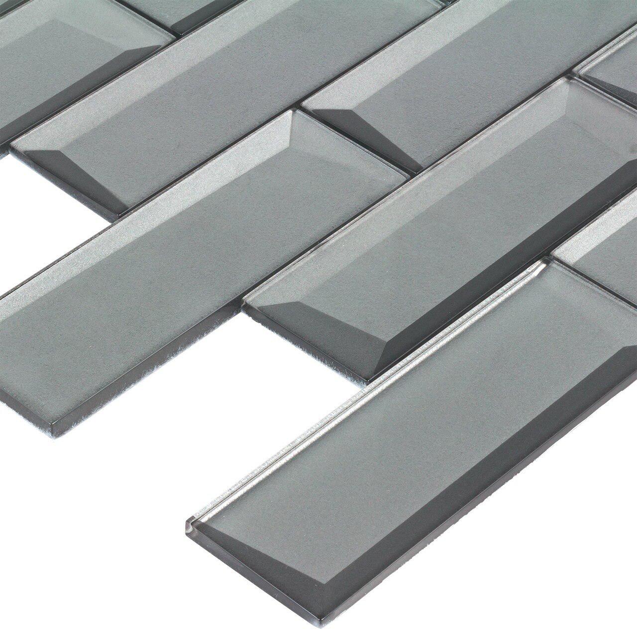 2x6 Gray Glass Wall Tile - Modern Backsplash & Bathroom Decor - Perfect for Kitchen, Shower, and Accent Walls