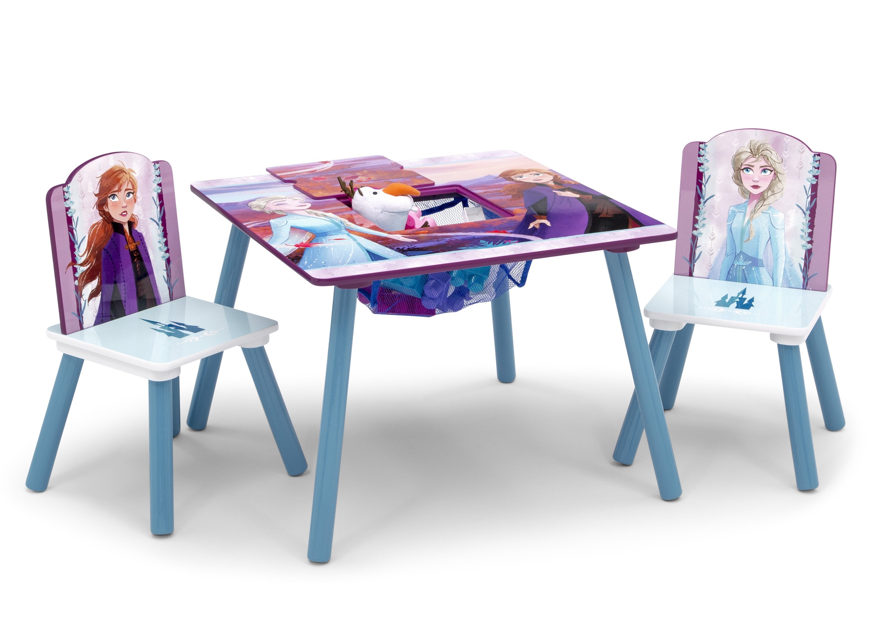 Frozen 2 Kids Table and Chair Set with Storage - Disney Princess Themed Playroom Furniture for Toddlers - Perfect for Playtime, Snacks, and Learning Activities