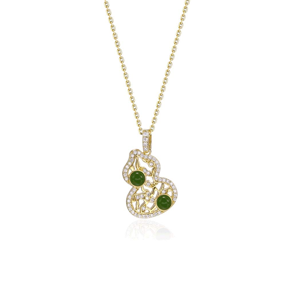 925 Sterling Silver Jasper Gourd Pendant Necklace for Women - Elegant 2-Tone Jewelry Gift for Valentine's Day, Mother's Day & Special Occasions | Perfect for Date Nights, Weddings & Office Wear