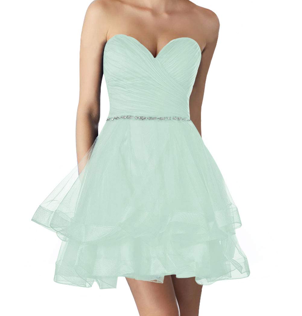 Elegant Short Strapless Tulle Bridesmaid Dress with Ruffles - Perfect for Homecoming, Prom, and Formal Occasions