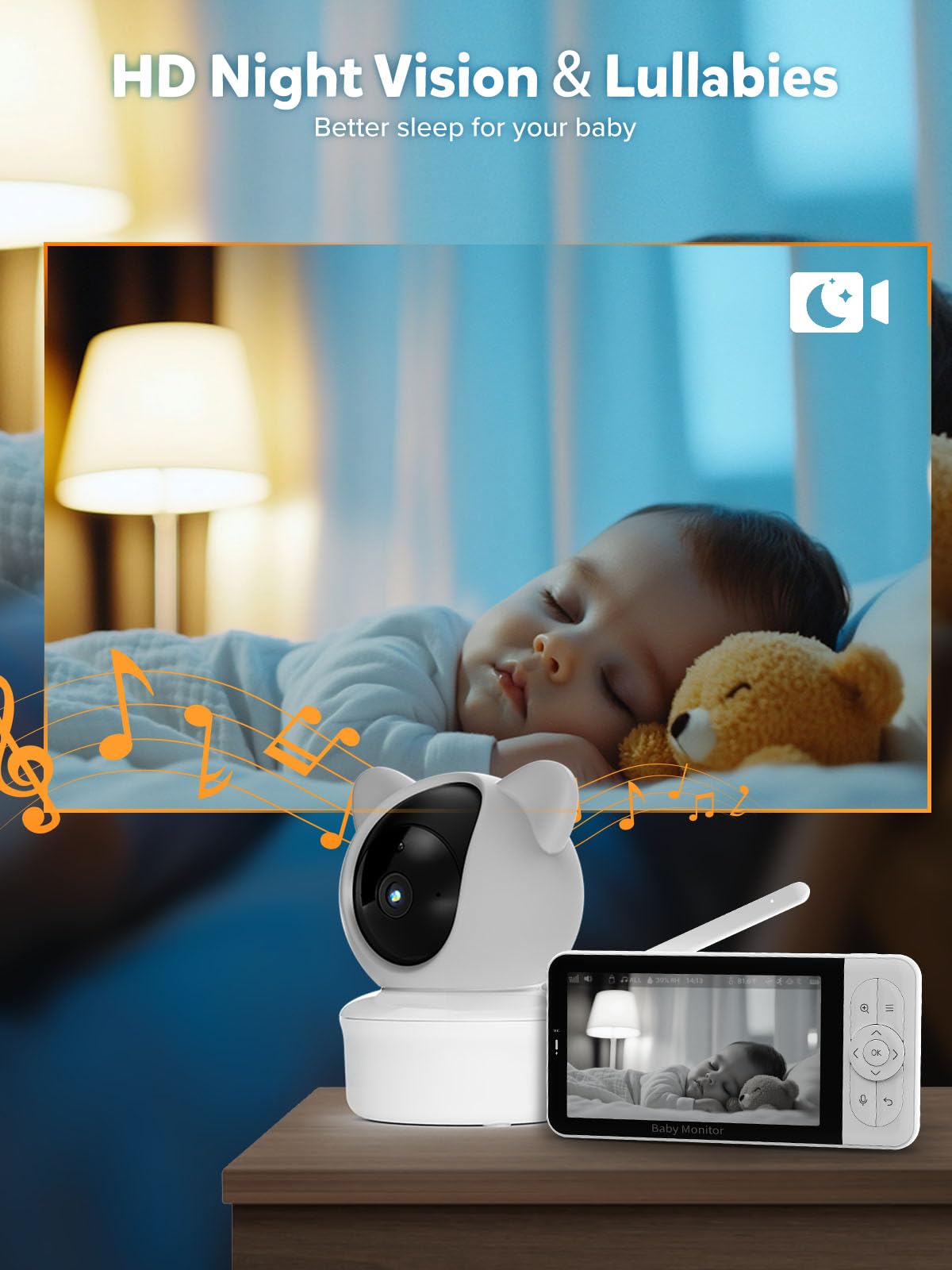 iFamily Smart WiFi Baby Monitor with 2K HD Camera - APP Control, Cry Detection, Motion Tracking, Night Vision & Secure Lock for Nursery, Home Security & Pet Monitoring