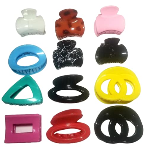 Best Plastic Hair Claw Clips for Women & Girls - 12 Pack Hair Clutchers for Ponytails, Buns & Updos - Strong Hold Hair Accessories for Daily Styling