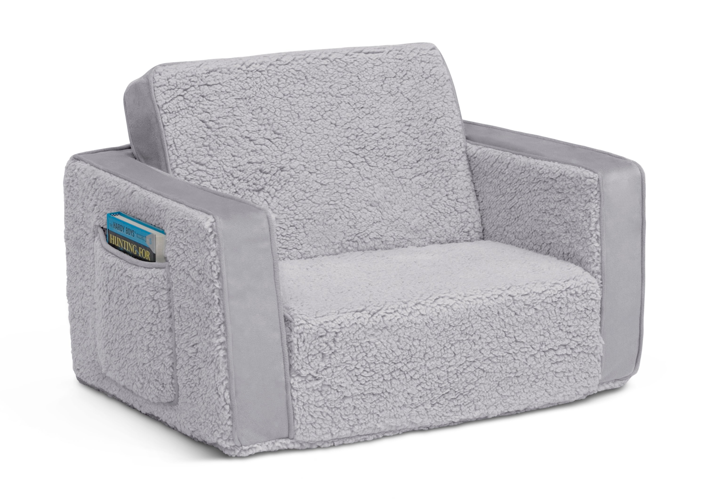 Cozy Flip Out Sherpa & Suede 2-in-1 Convertible Kids Chair to Lounger - Perfect for Playrooms, Bedrooms & Reading Nooks