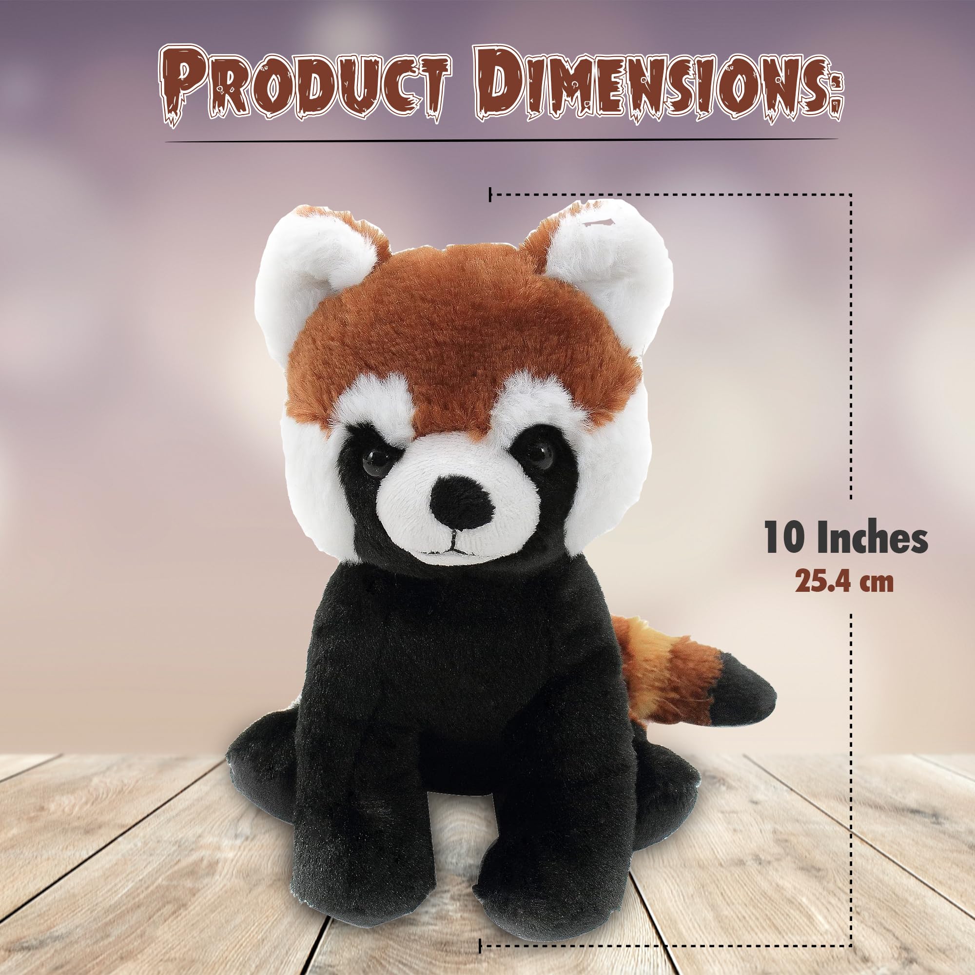 Plushland 10 Inch Red Panda Stuffed Animal - Ultra Soft Plush Toy for Kids, Cute Cuddly Gift for Boys & Girls - Perfect for Bedroom Decor, Nursery, Car & Travel Companion (Red Panda)