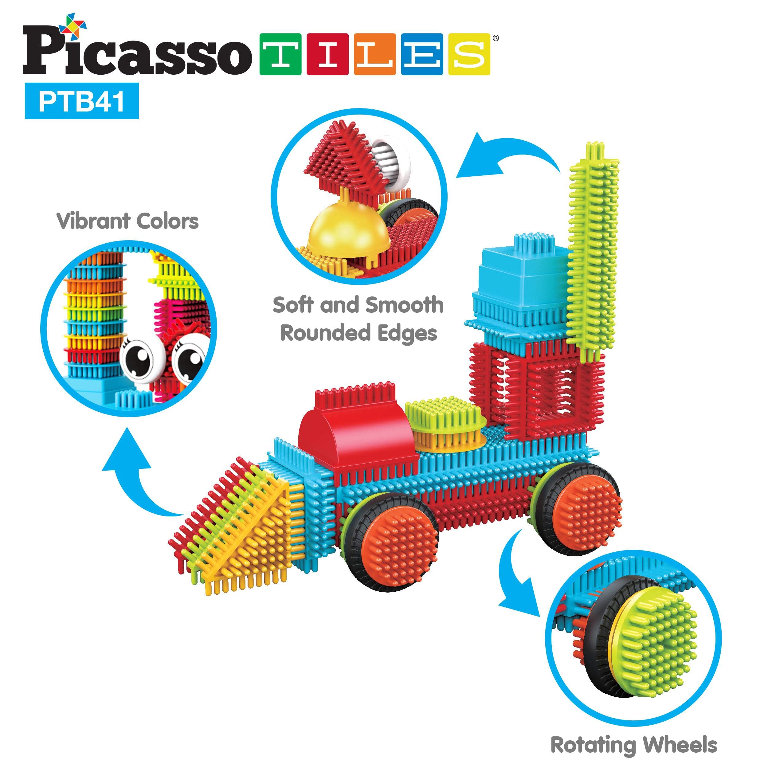 Picasso 41pc Hedgehog Blocks STEM Toy Set for Kids - Preschool Learning & Brain Development