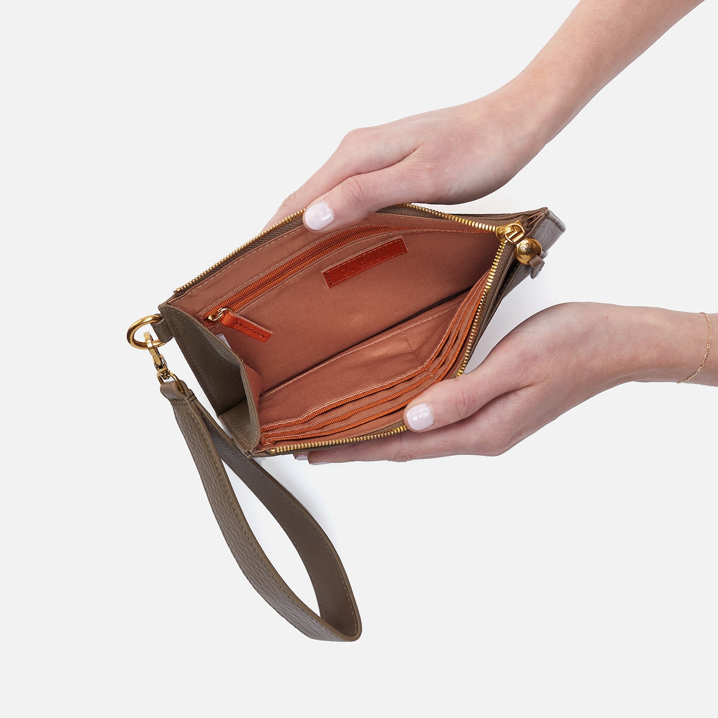 Hart Pebbled Leather Wristlet Wallet - Dark Elm Color for Women | Compact RFID Blocking Card Holder for Everyday Use & Travel