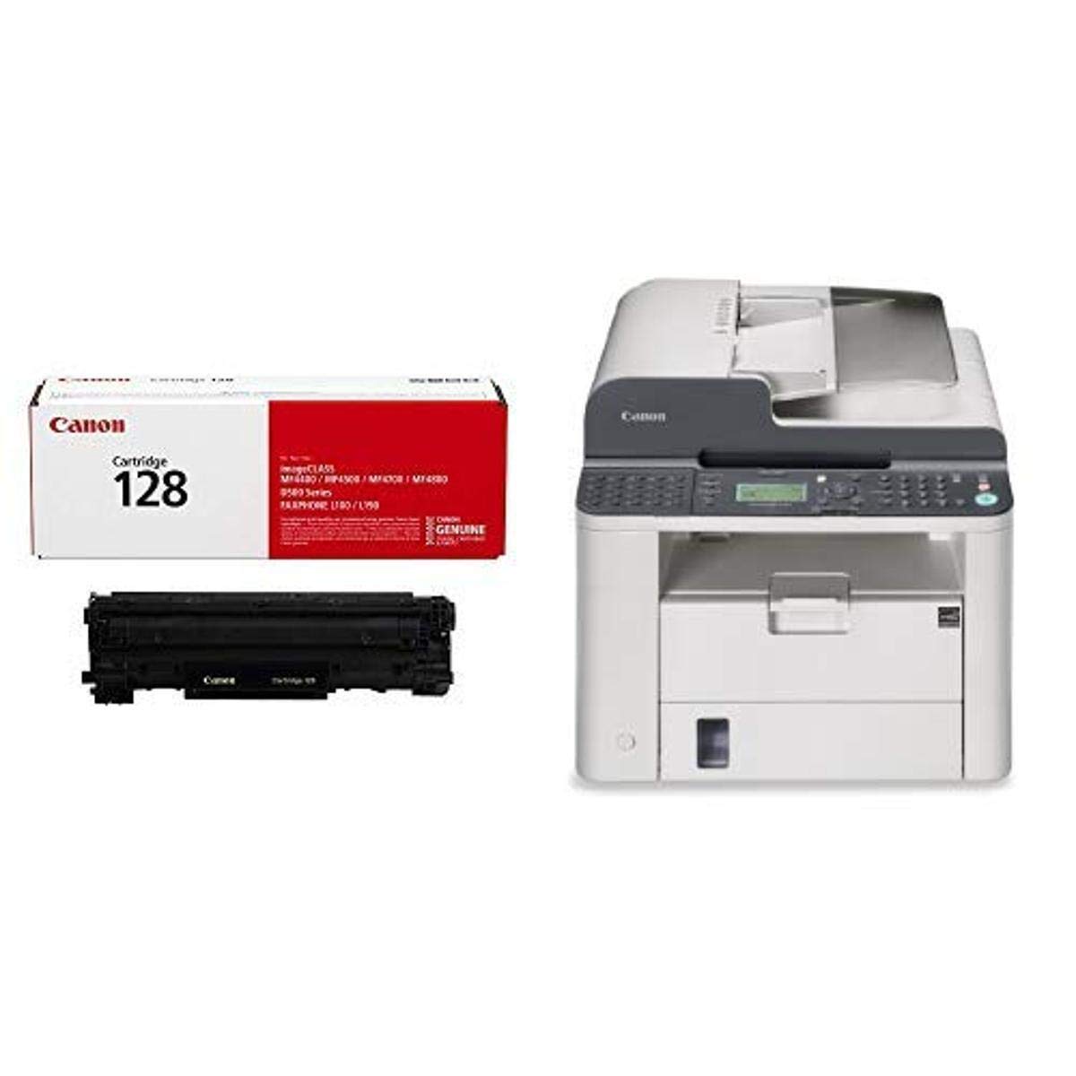 Canon Original 128 Black Toner Cartridge (3500B001AA) & Canon FAXPHONE L190 Laser Multifunction Fax Machine - High Yield Printing for Office & Home Use