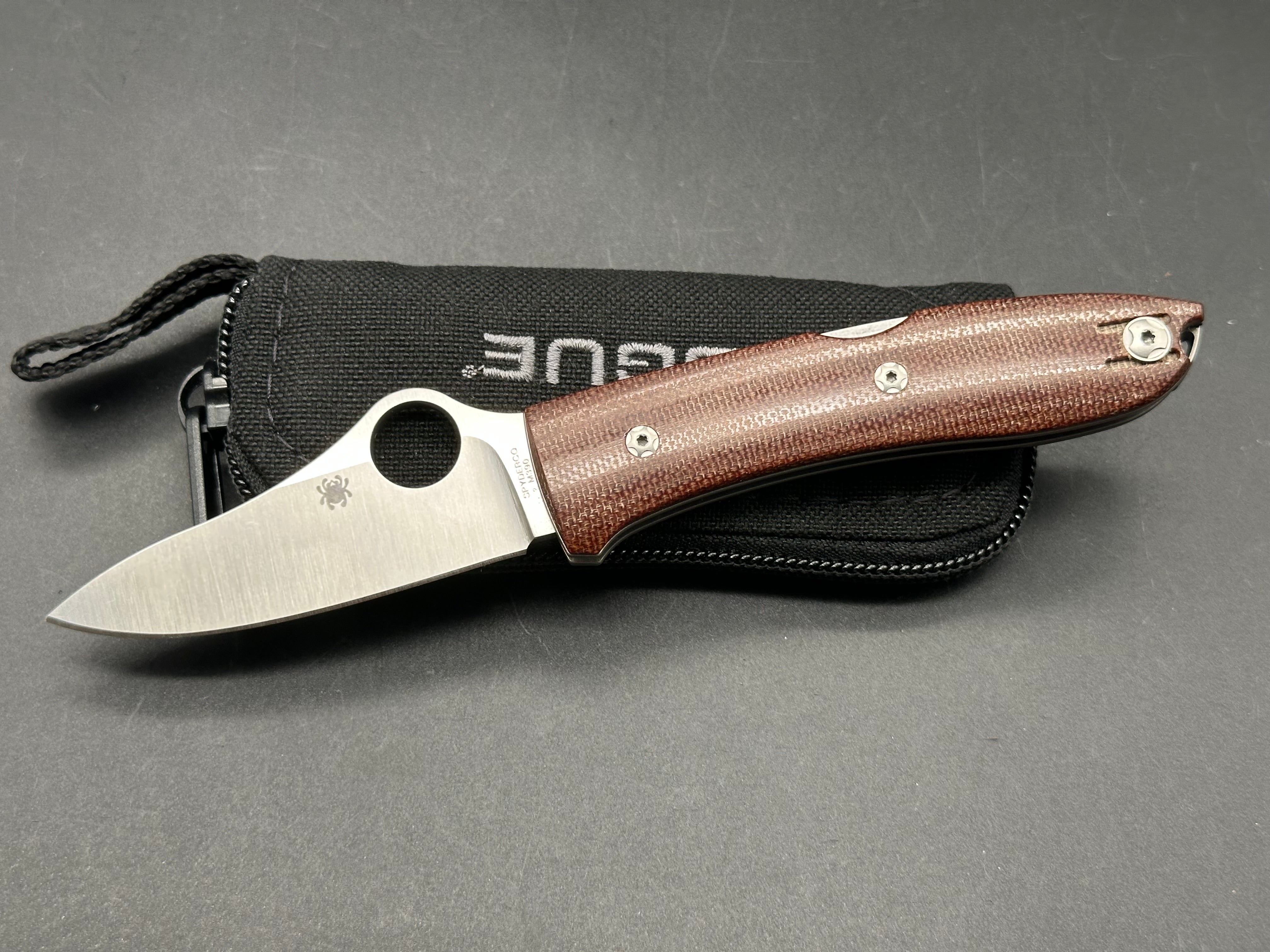Spyderco SpyOpera Lockback Folding Knife with Brown Canvas Micarta Handle - EDC, Outdoor, Camping & Survival Tool