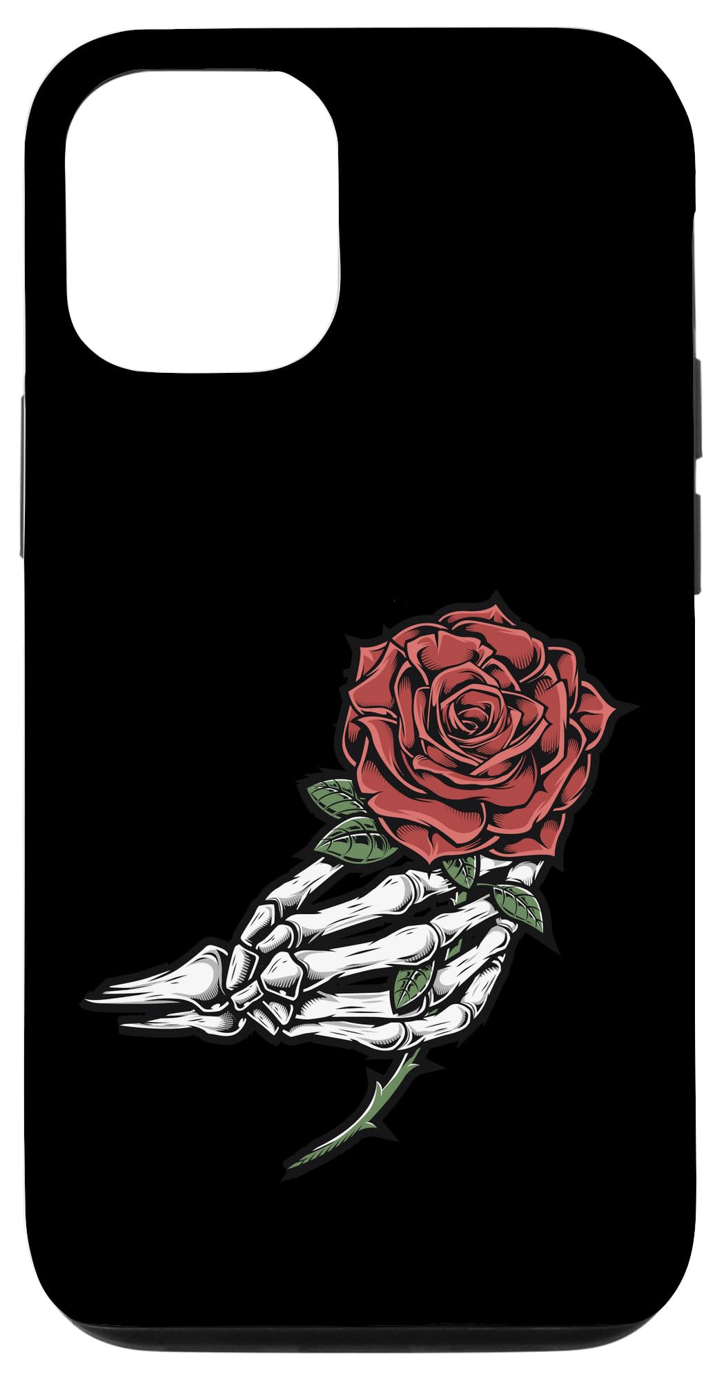 iPhone 12/12 Pro Case with Skeleton Hand Holding Red Rose Design - Perfect for Halloween, Gothic Style & Unique Fashion Statement